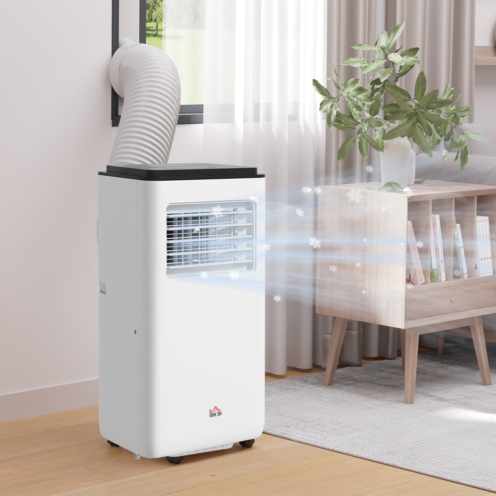 Climatiseur mobile 7000BTU 2kW, climatiseur portable 5 en 1 refroidissement, déshumidificateur, ventilateur, auto, mode nuit, télécommande, 2 vitesses, minuteur 24H, écran LED, 25m², classe A