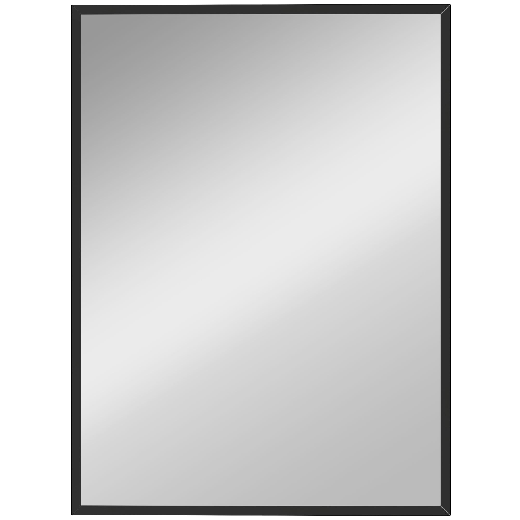 Miroir mural rectangulaire 76 x 101 cm, cadre en bois noir, idéal pour la salle de bain, salon ou chambre