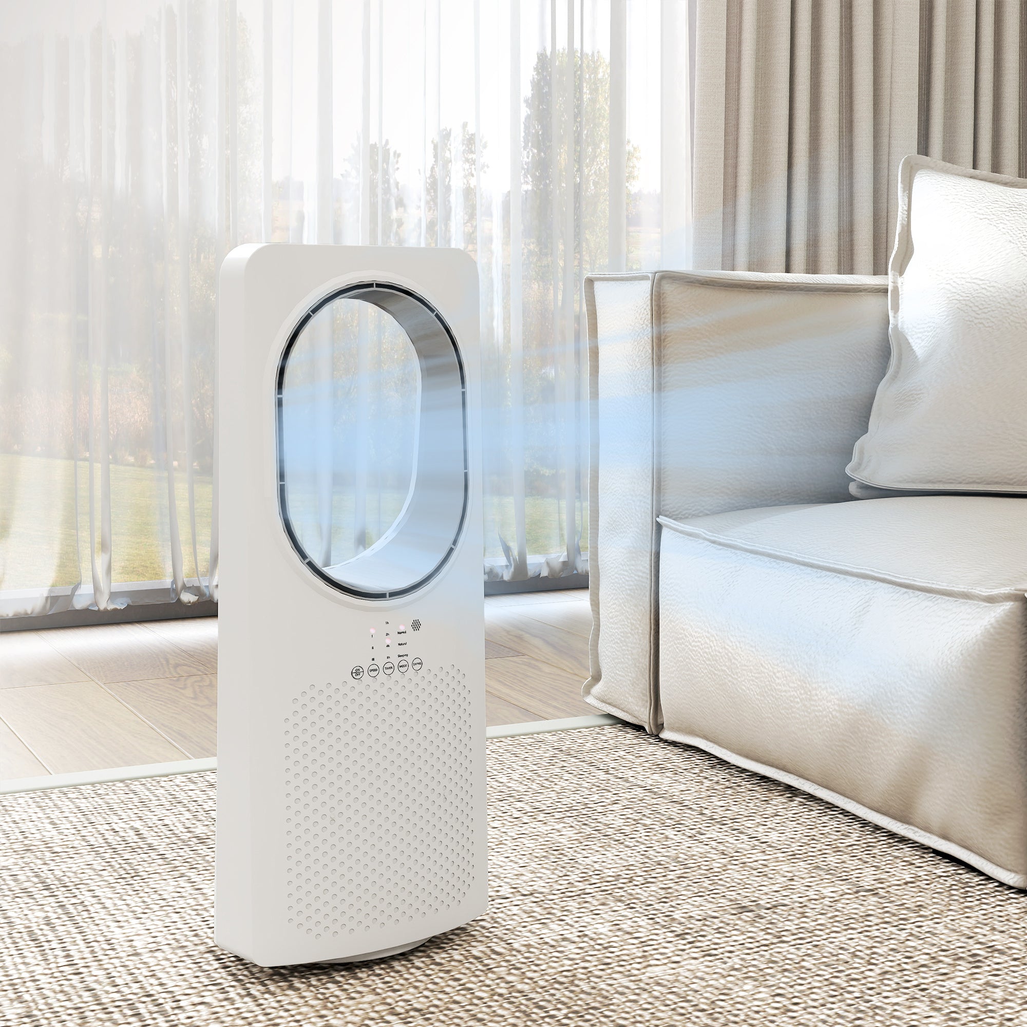 Ventilateur colonne ultra-silencieux 36 dB, ventilateur tour pour chambre, 62cm de haut, oscillant à 45°, 3 vitesses, 3 modes, minuterie 15 H, télécommande, noir