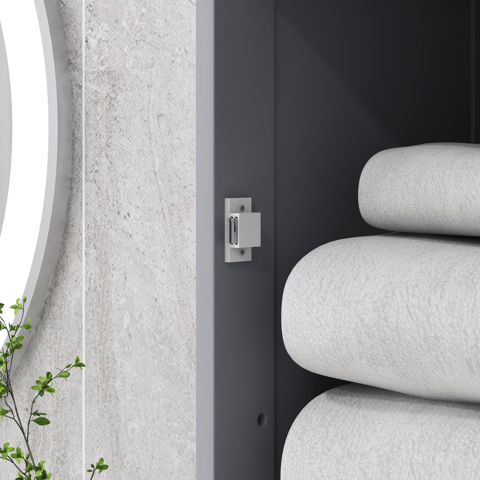 Meuble Colonne de Salle de Bain Placard Porte Acrylique 2 étagères Placard Porte 1 étagère tiroir MDF Gris