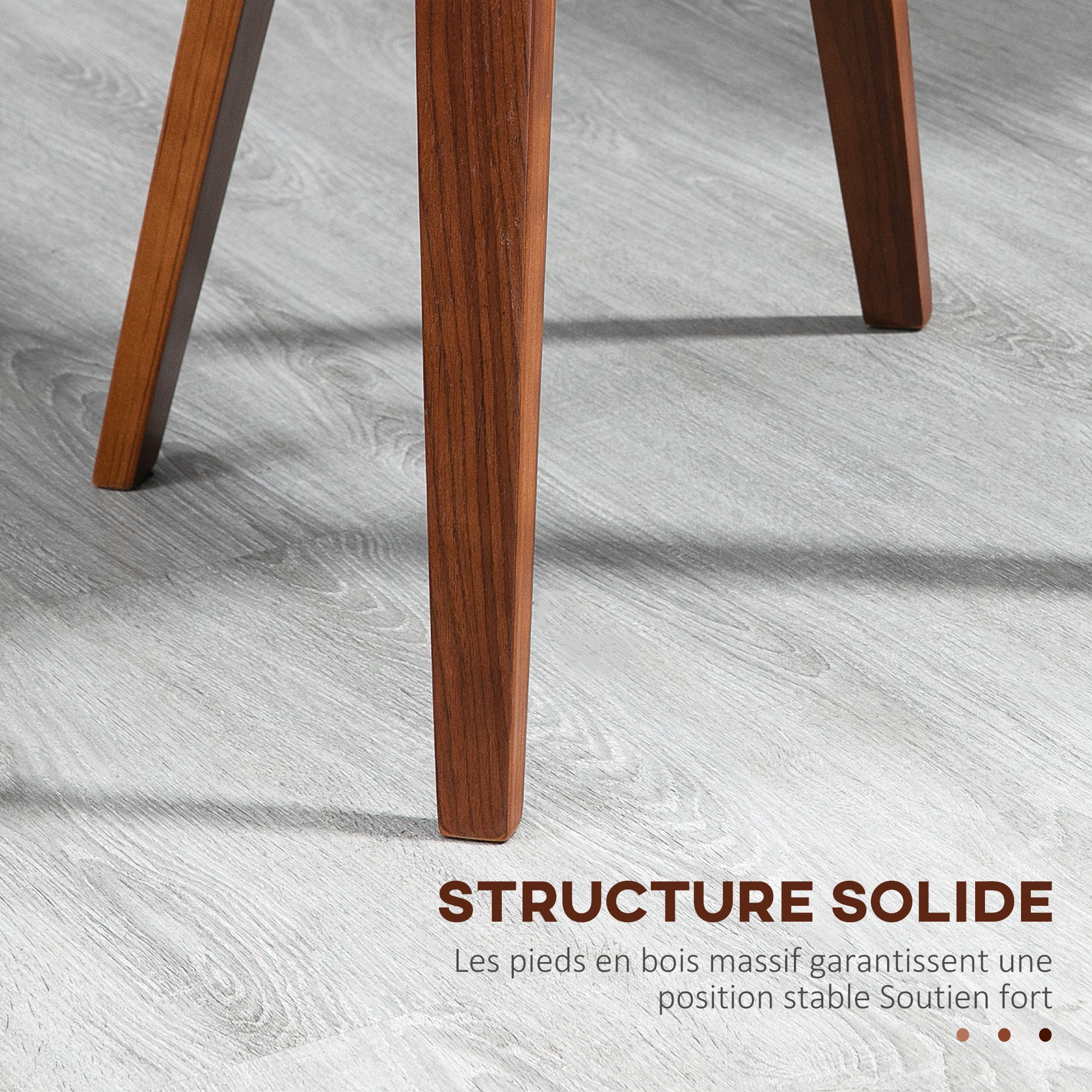 Lot de 2 chaises de salle à manger style vintage assise revêtement synthétique noir et pieds en bois