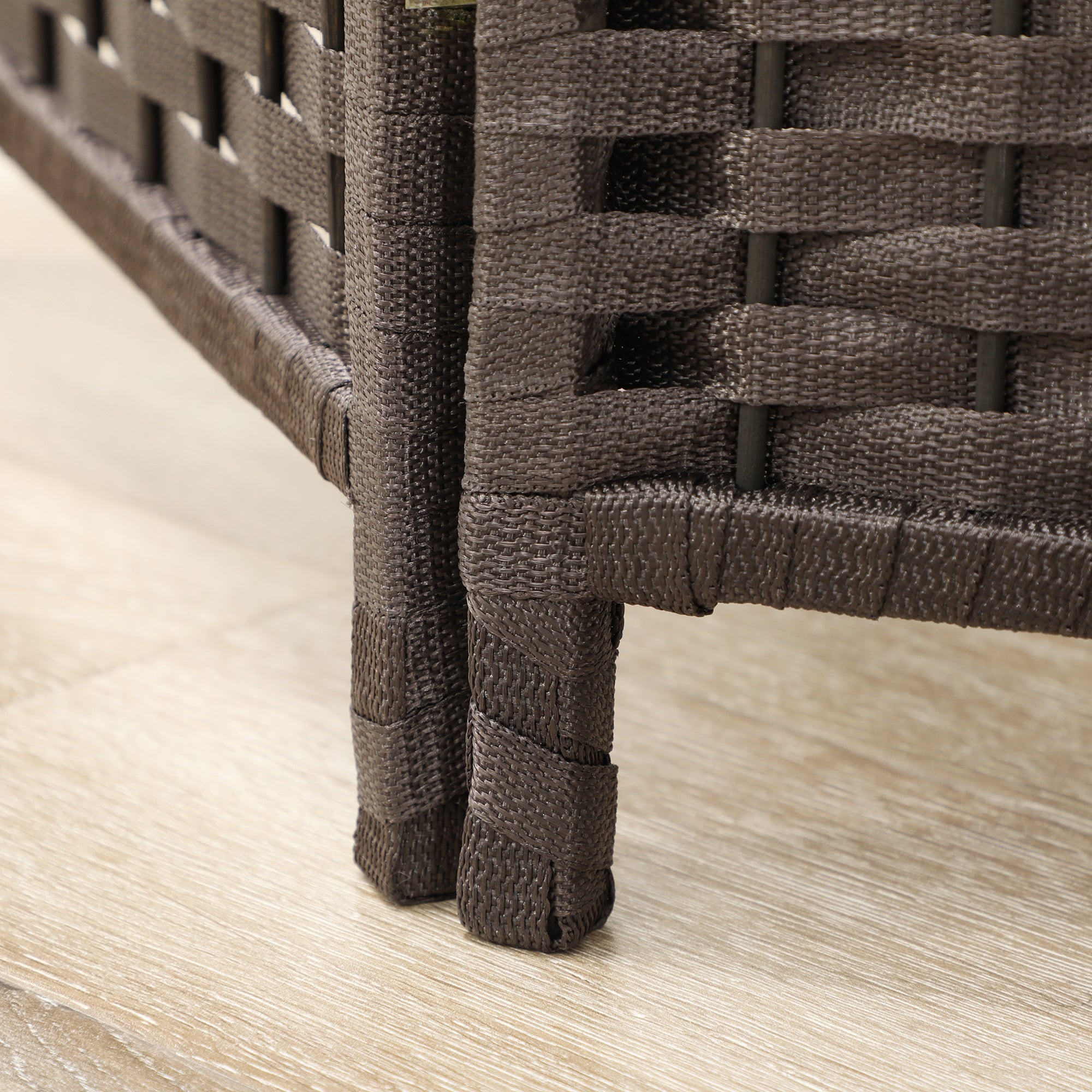 Paravent interieur en bois 4 panneaux 160 x 170 cm séparateur de pièce pliable avec finition tissée, closion de séparation pour salon, chambre à coucher, maison, marron