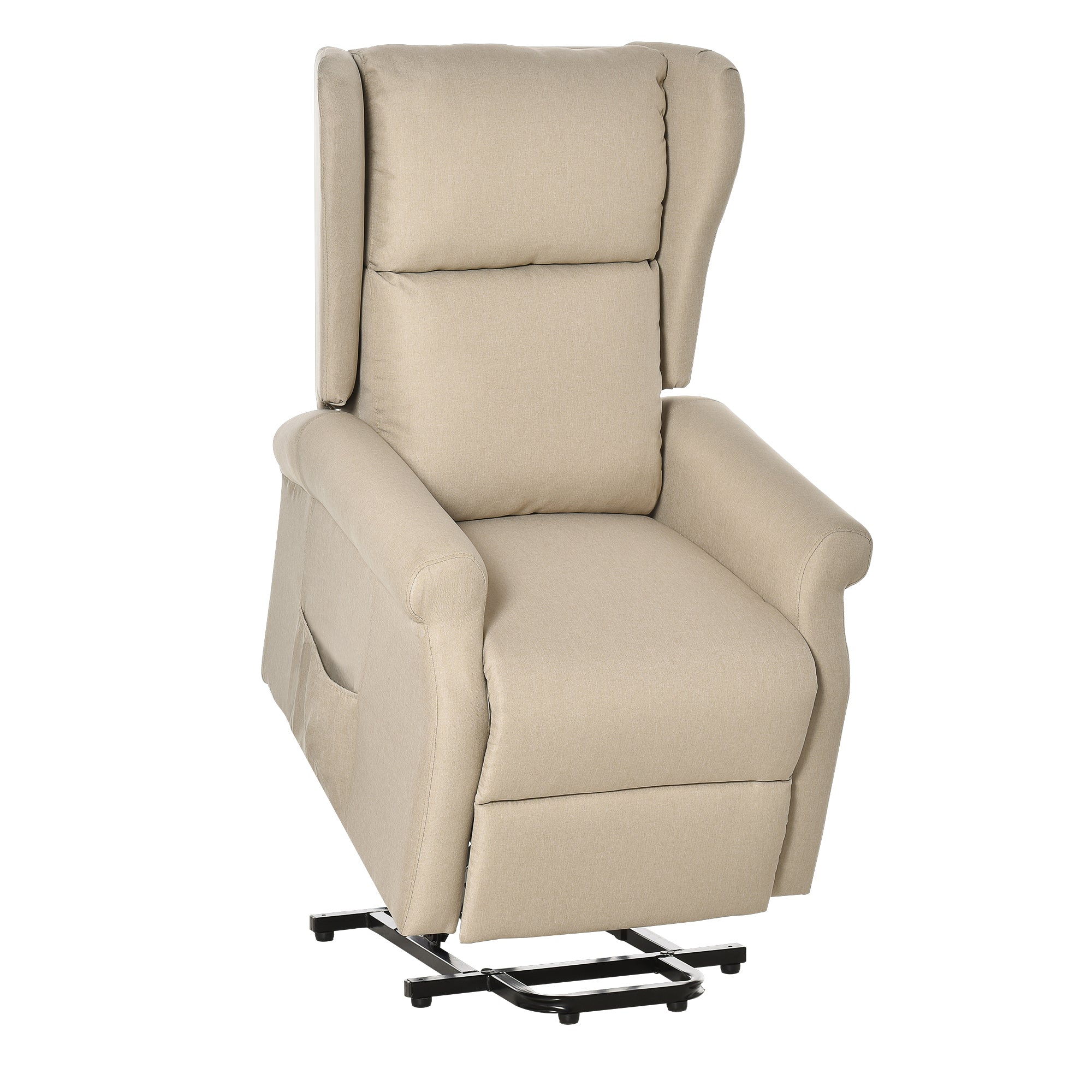 Fauteuil releveur inclinable avec Repose-Pied Fauteuil Relax Électrique de Relaxation électrique Ajustable avec Télécommande et Poche latérale de Rangement Lin Crème
