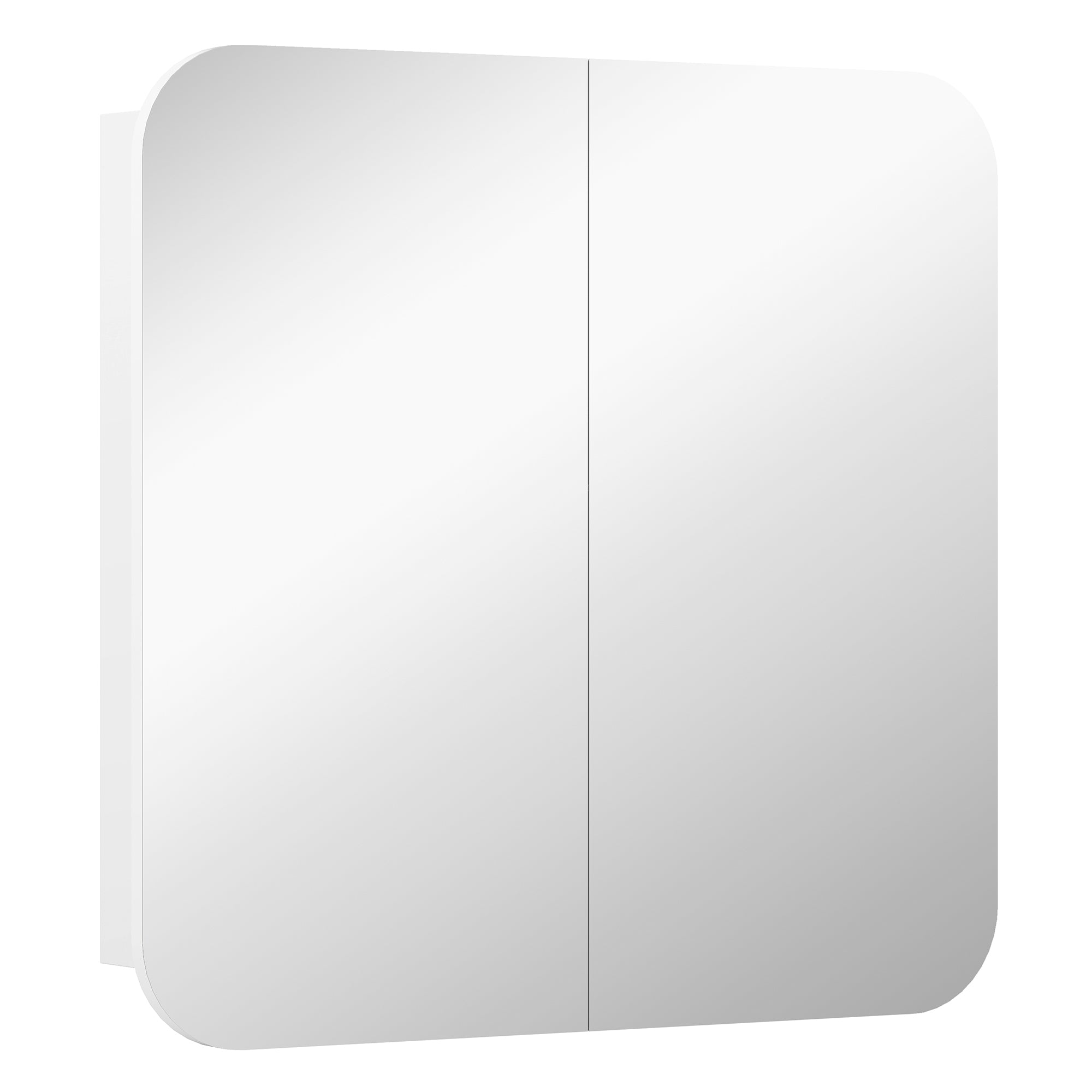 Armoire murale salle de bain avec miroir arqué 68 x 13 x 66 cm meuble salle de bain, armoire de toilette avec étagère réglable et 2 portes pour cuisine, buanderie, blanc