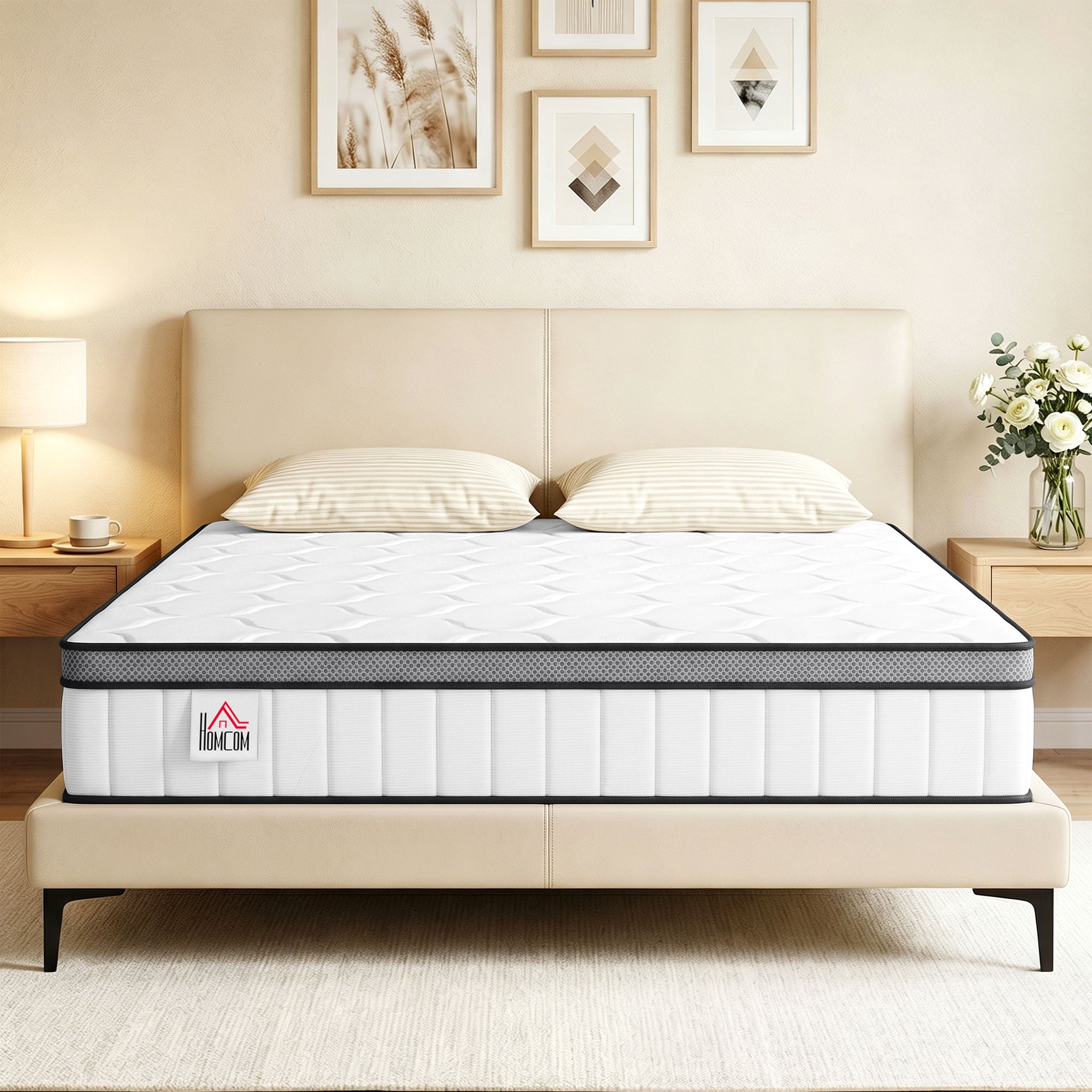 Matelas 140 x 190 cm, Matelas à Ressorts Ensachés, Mousse à Mémoire de Forme au Gel Rafraîchissant, 20 cm d'Épaisseur, Soutien en 7 Zones, Certifié Oeko-Tex, Fermeté Moyenne