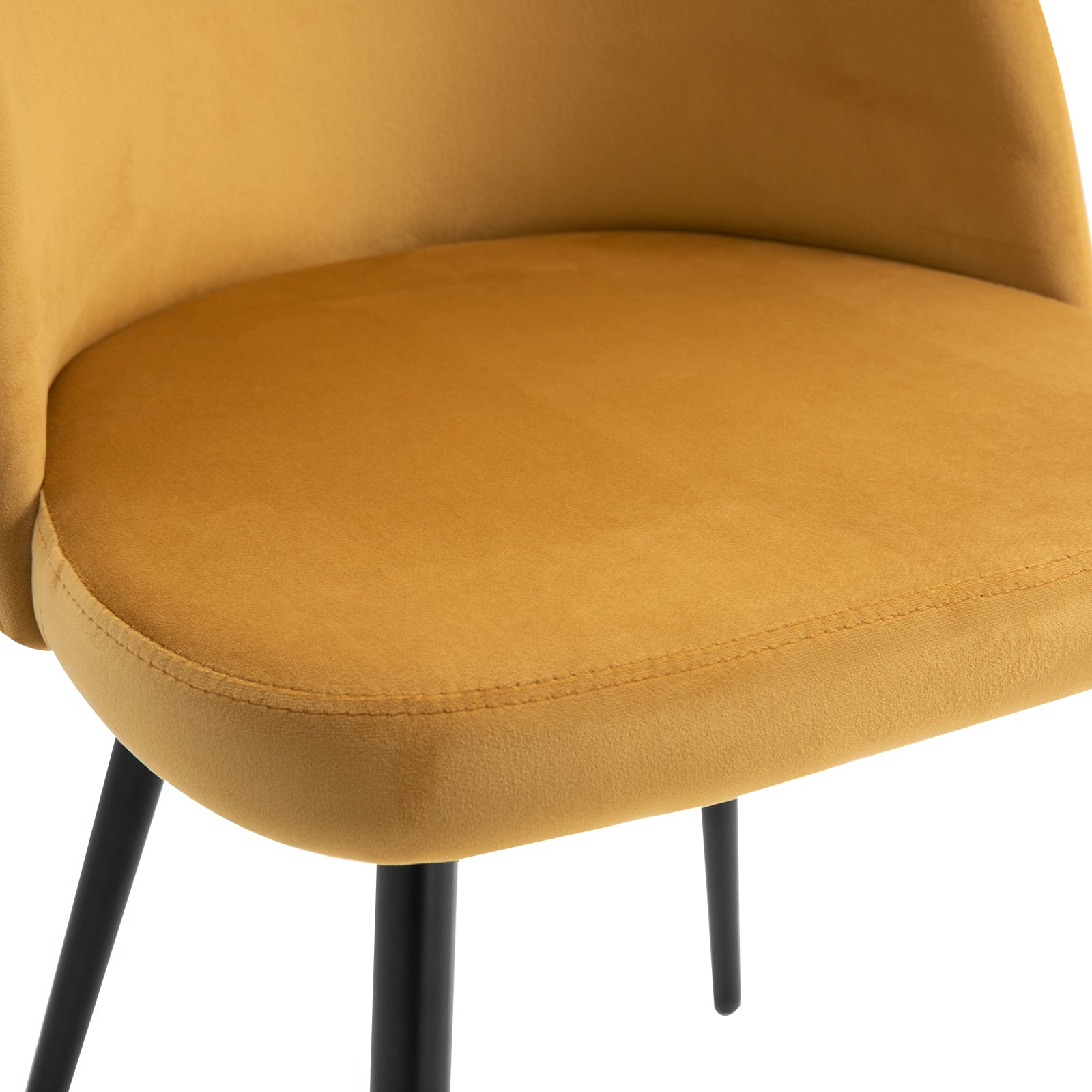 Lot de 2 chaises salle à manger chaise de cuisine scandinave chaise en velours rembourrée avec pieds effilés en métal, pour salon, salle à manger, jaune