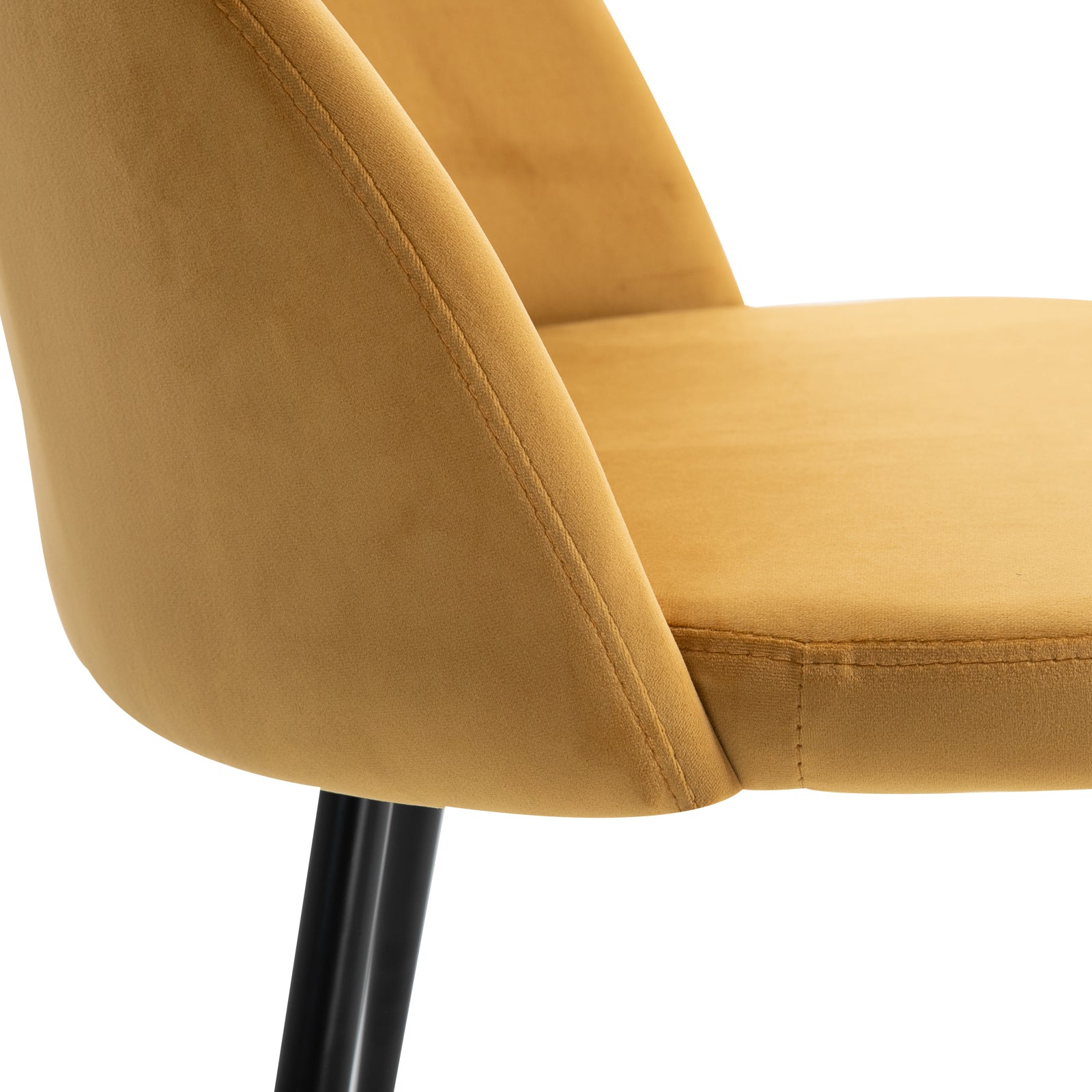 Lot de 2 chaises salle à manger chaise de cuisine scandinave chaise en velours rembourrée avec pieds effilés en métal, pour salon, salle à manger, jaune