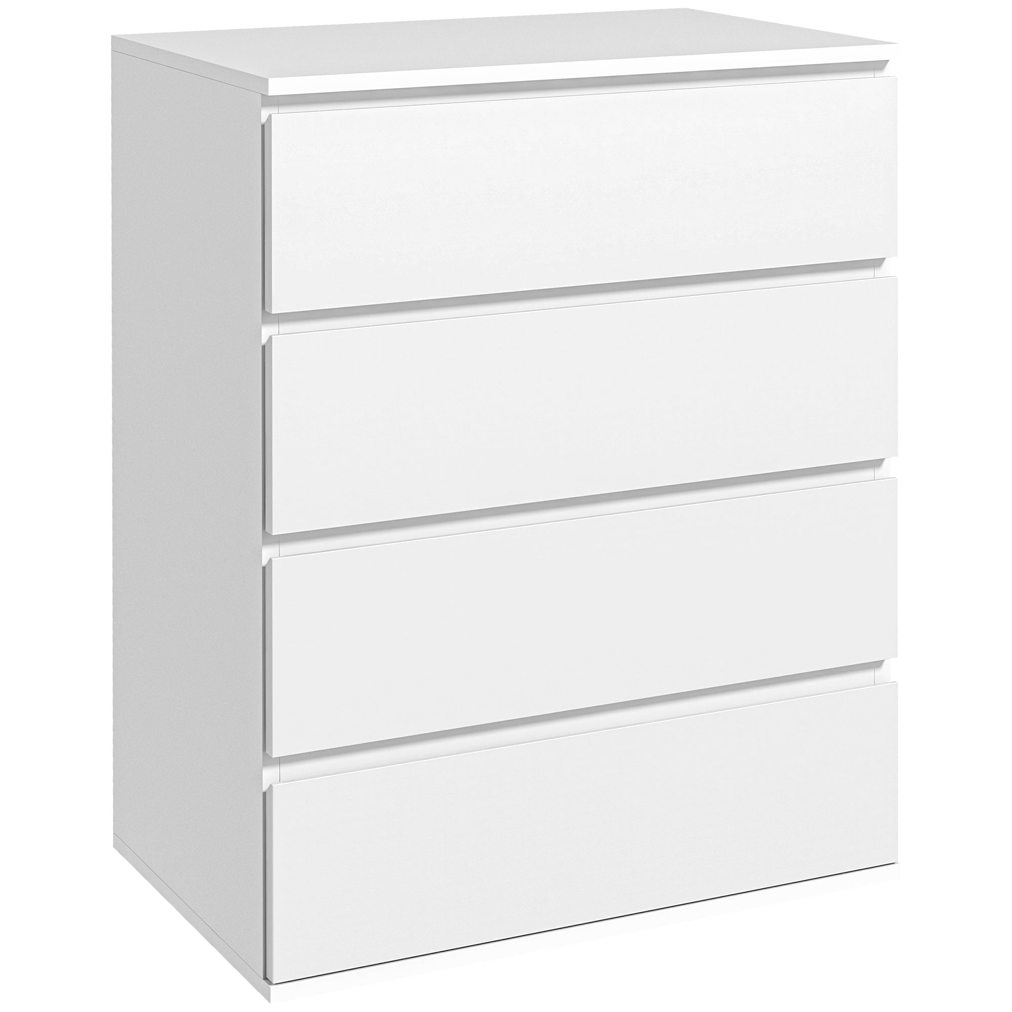 Commode 4 tiroirs commode chambre meuble de rangement épuré style moderne avec mécanisme de fermeture en douceur, pour chambre à coucher, salon - 60 x 40 x 80 cm, blanc