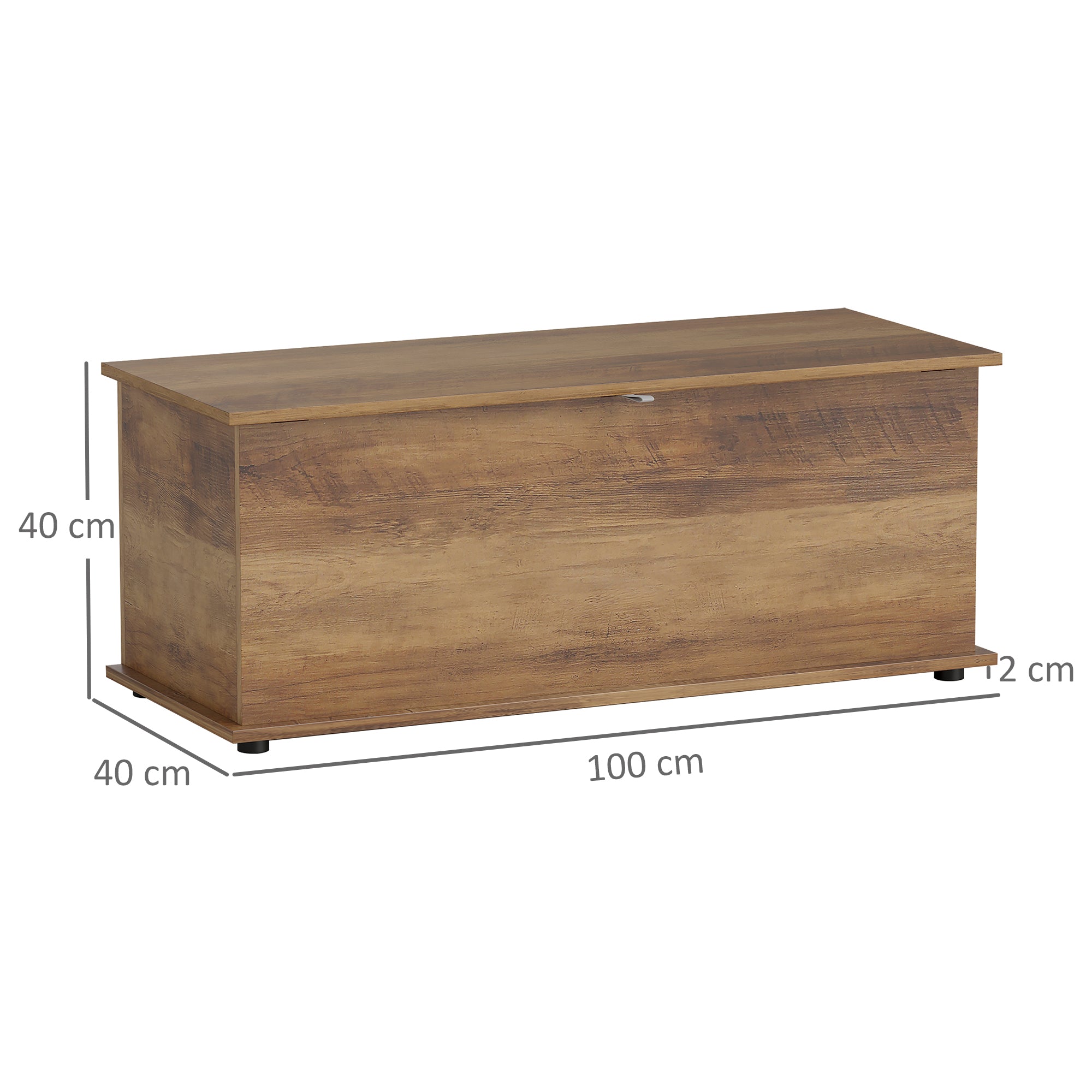 Coffre de rangement, banc de rangement avec couvercle rabattable et charnières de sécurité, banc chaussures, meuble d'entrée, couloir, chambre, salon, 100 x 40 x 40 cm, marron grain bois