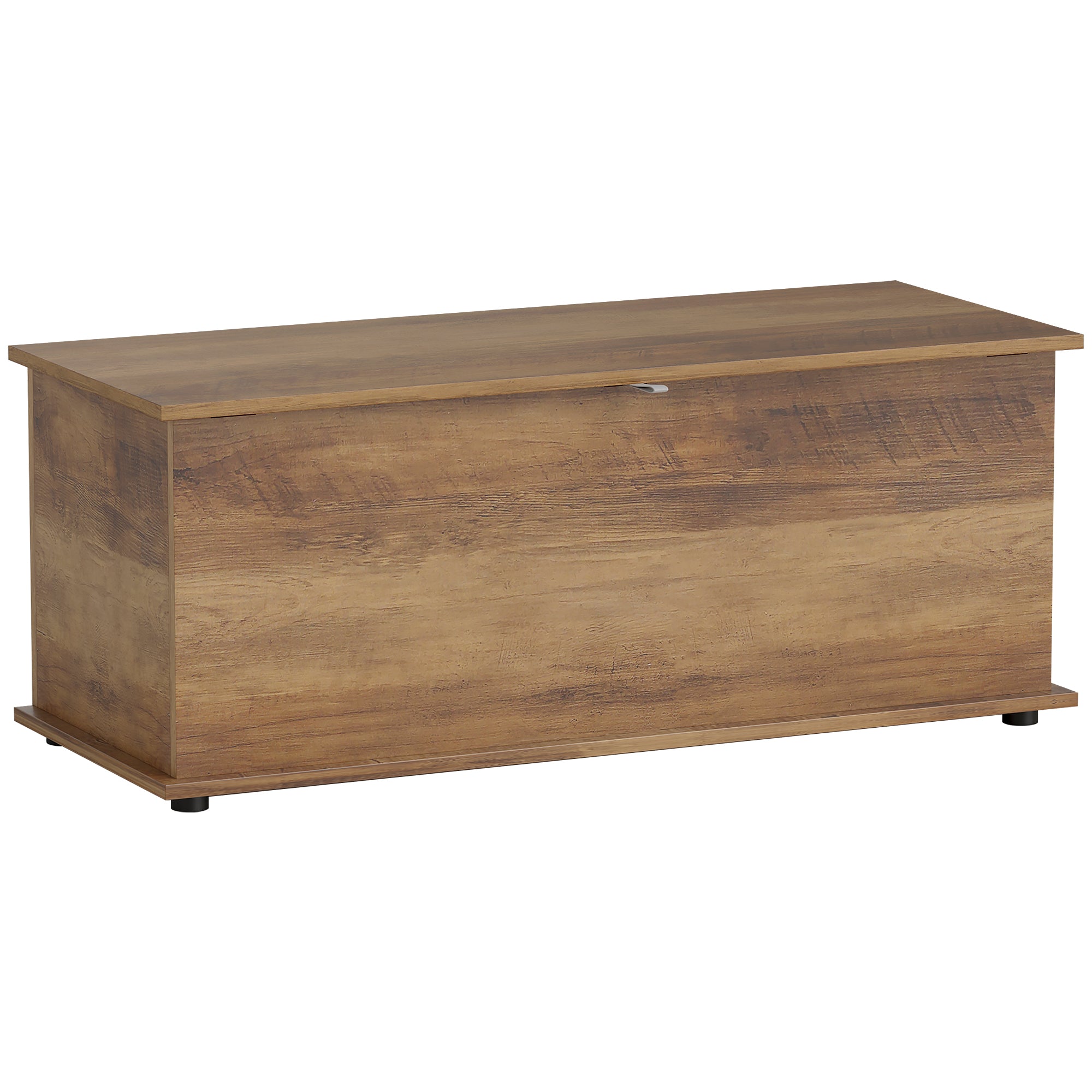 Coffre de rangement, banc de rangement avec couvercle rabattable et charnières de sécurité, banc chaussures, meuble d'entrée, couloir, chambre, salon, 100 x 40 x 40 cm, marron grain bois
