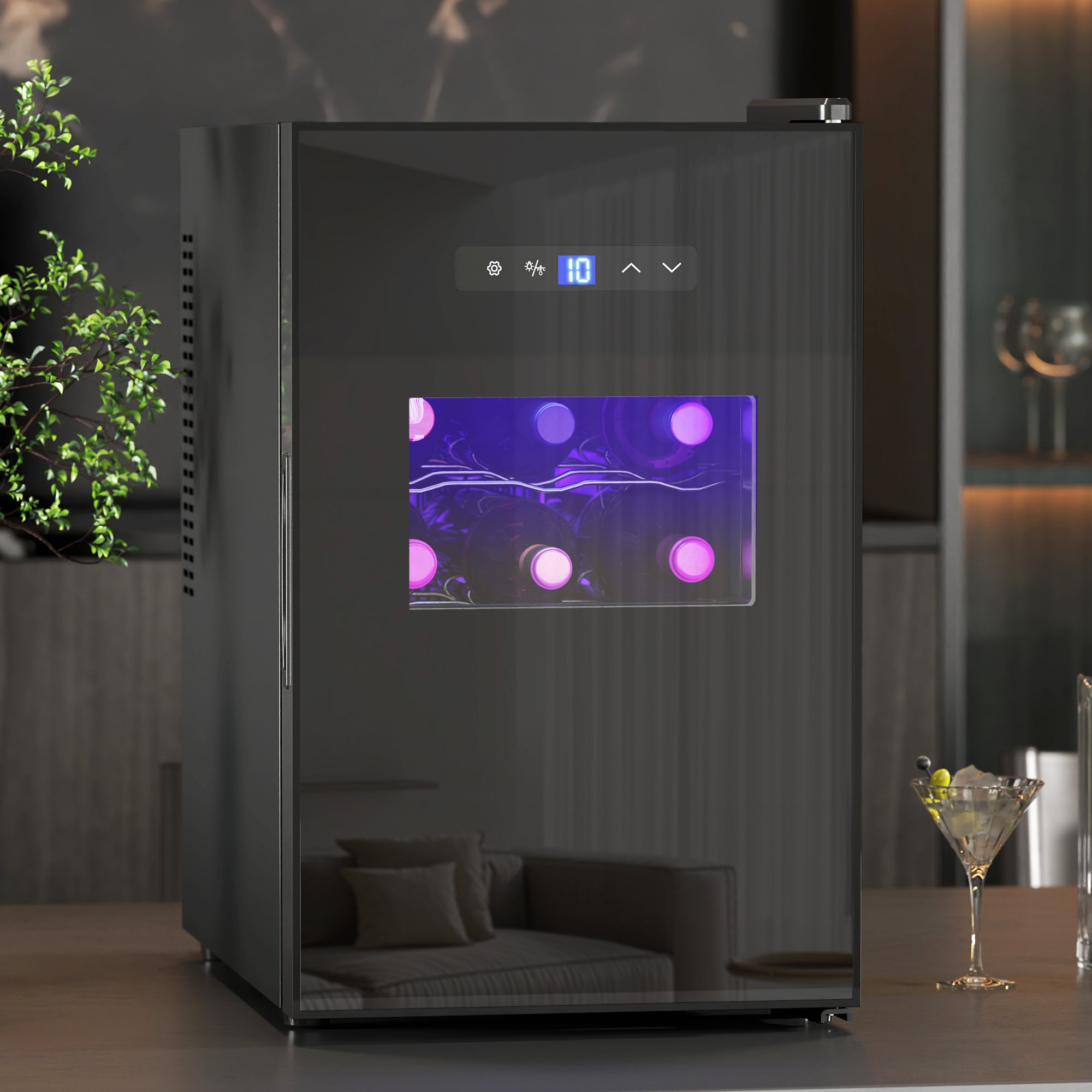 Cave à vin 15 bouteilles 39L réfrigérateur à vin thermoélectrique et silencieux - porte en verre, éclairage LED, écran tactile numérique, frigo vin contrôle de température 8-18°C, noir