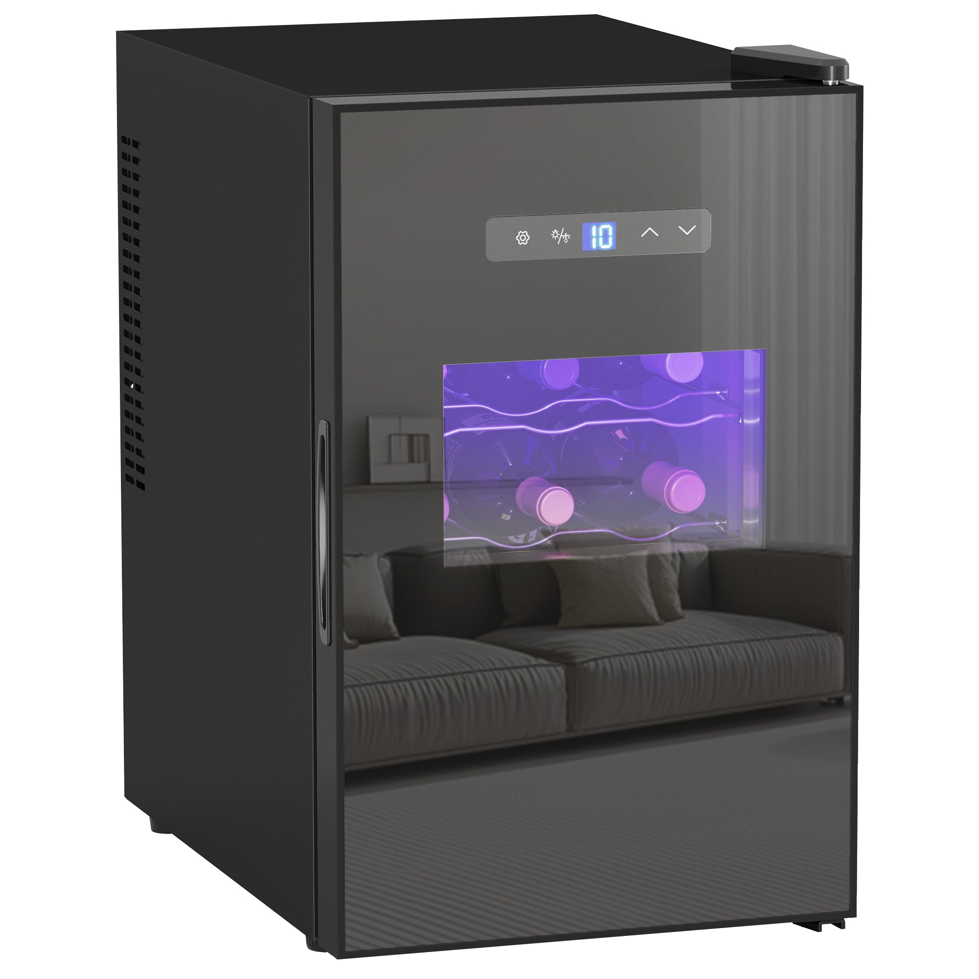 Cave à vin 15 bouteilles 39L réfrigérateur à vin thermoélectrique et silencieux - porte en verre, éclairage LED, écran tactile numérique, frigo vin contrôle de température 8-18°C, noir