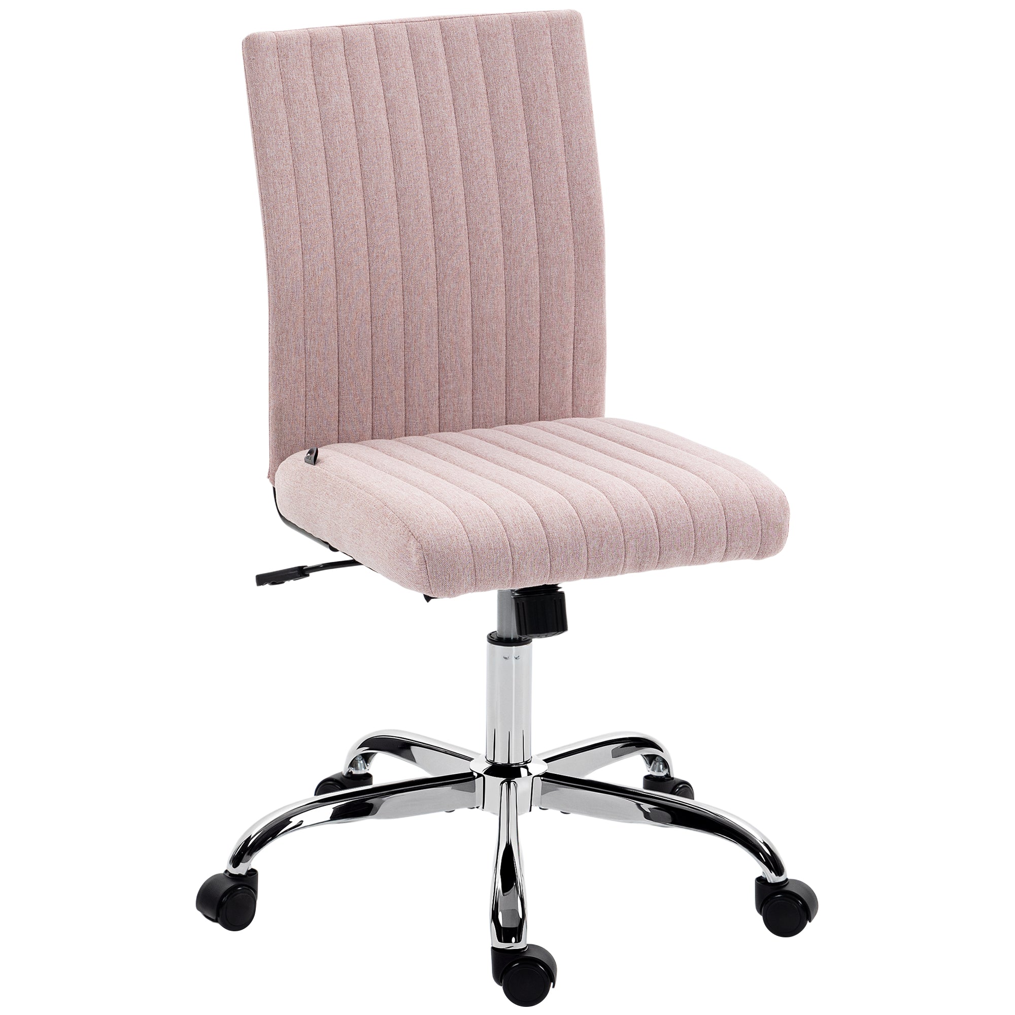 Chaise de bureau sans accoudoirs, fauteuil de bureau, hauteur réglable, fonction de bascule, dossier haut et pivotant 360°, chaise d'ordinateur moderne pour chambre, salon, rose
