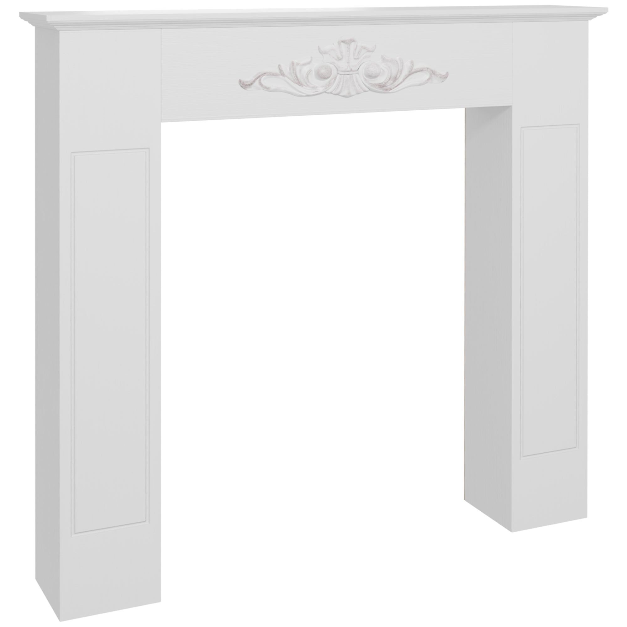 Manteau de cheminée encadrement cadre décoratif pour cheminée électrique 101 x 19 x 100 cm bois massif blanc