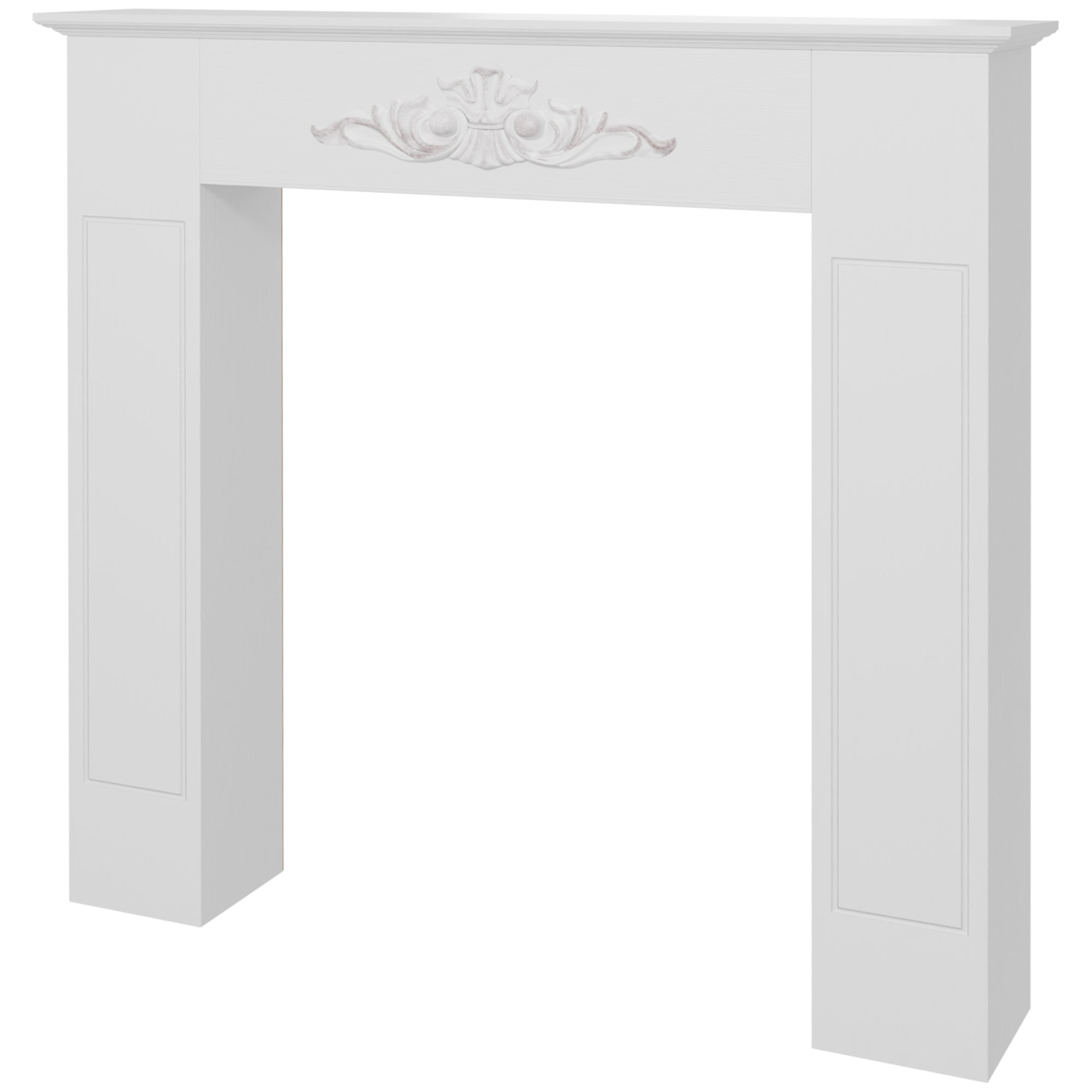 Manteau de cheminée encadrement cadre décoratif pour cheminée électrique 101 x 19 x 100 cm bois massif blanc