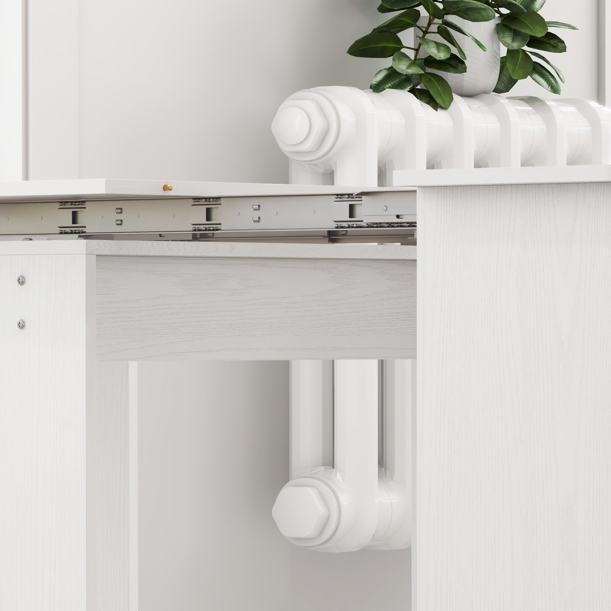 Table à manger pliante, table pliante cuisine rectangulaire extensible jusqu'à 6 personnes, pour petits espaces, salle à manger, blanc