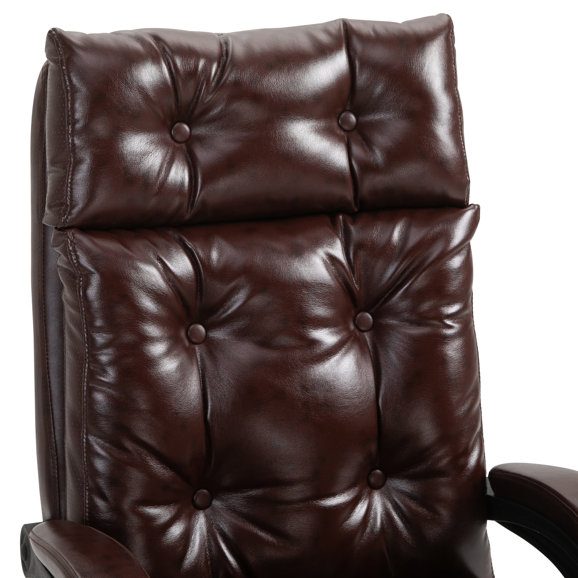 Fauteuil de bureau, chaise de bureau ergonomique avec hauteur réglable, dossier inclinable et repose-pied rétractable et pivotant à 360°, cuir synthétique, pour chambre, télétravail, marron