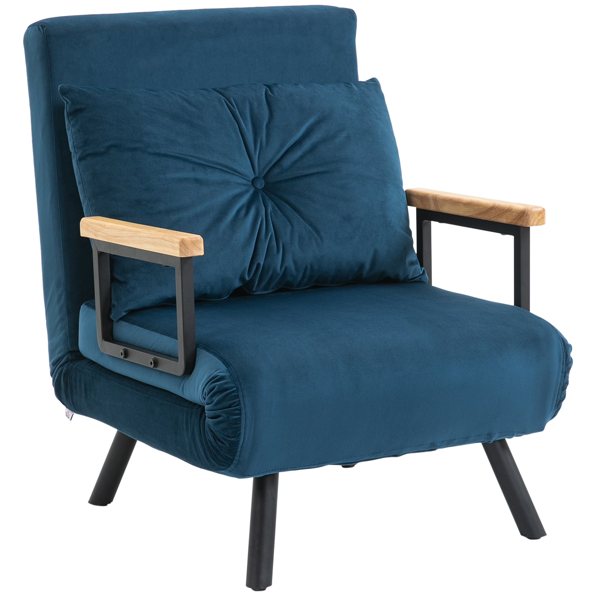 Fauteuil convertible 1 place chauffeuse 4 en 1 canapé convertible fauteuil lit avec dossier réglable en 5 positions, coussin inclus, canapé-lit 1 place pour invités, salon, charge 120 kg bleu