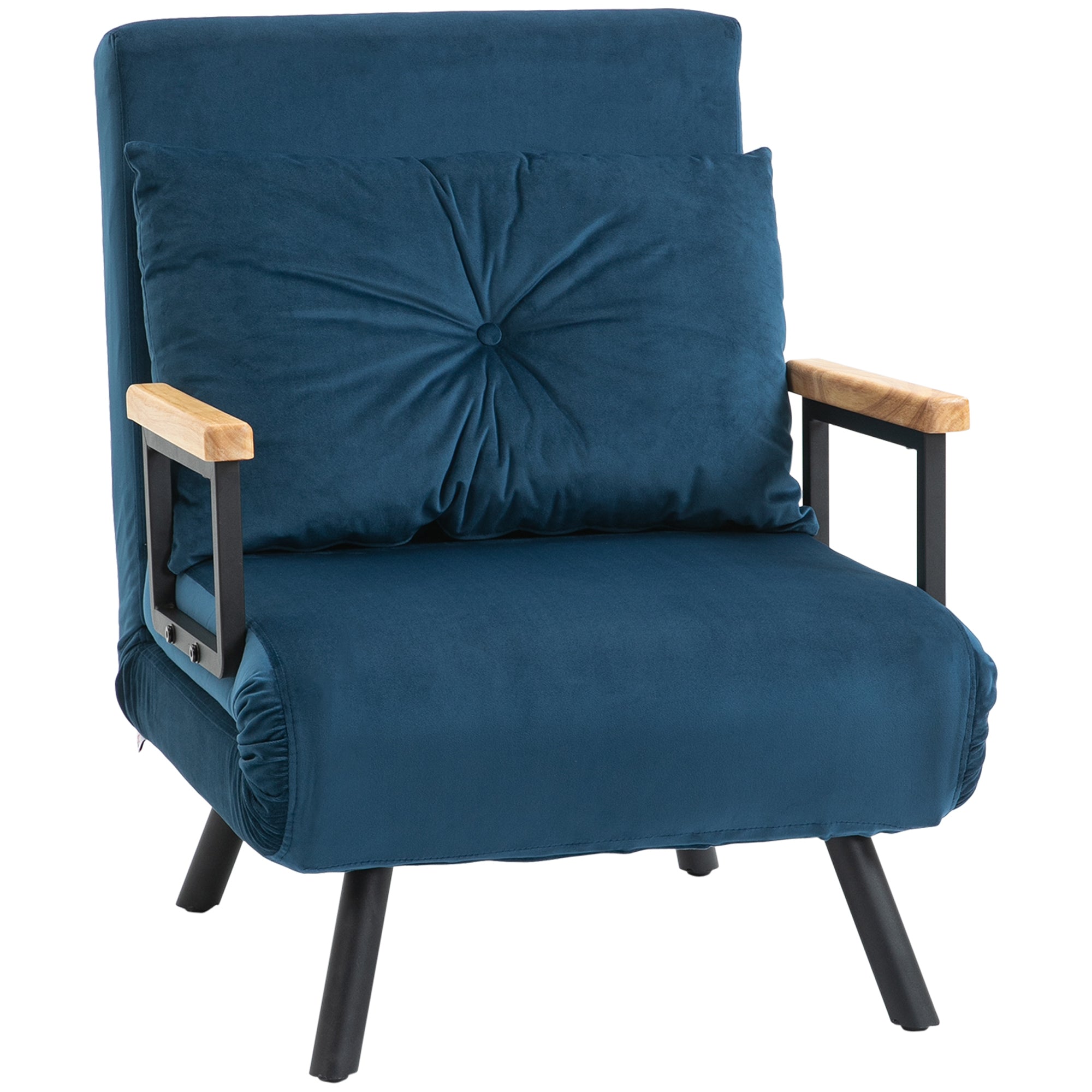 Fauteuil convertible 1 place chauffeuse 4 en 1 canapé convertible fauteuil lit avec dossier réglable en 5 positions, coussin inclus, canapé-lit 1 place pour invités, salon, charge 120 kg bleu
