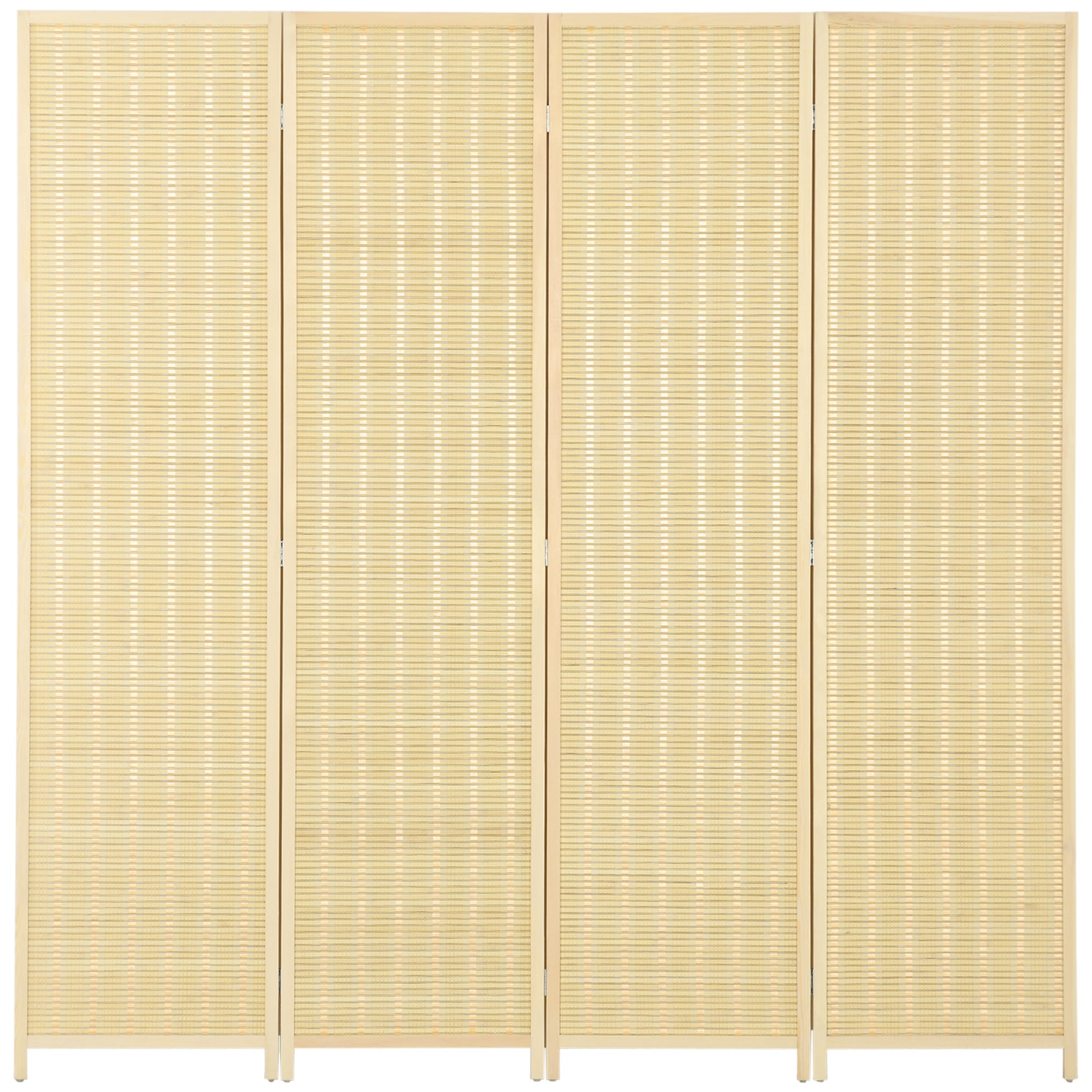 Paravent interieur en bois 4 panneaux 180 x 180 cm séparateur de pièce pliable cloison de séparation pour salon chambre à coucher maison, bois naturel