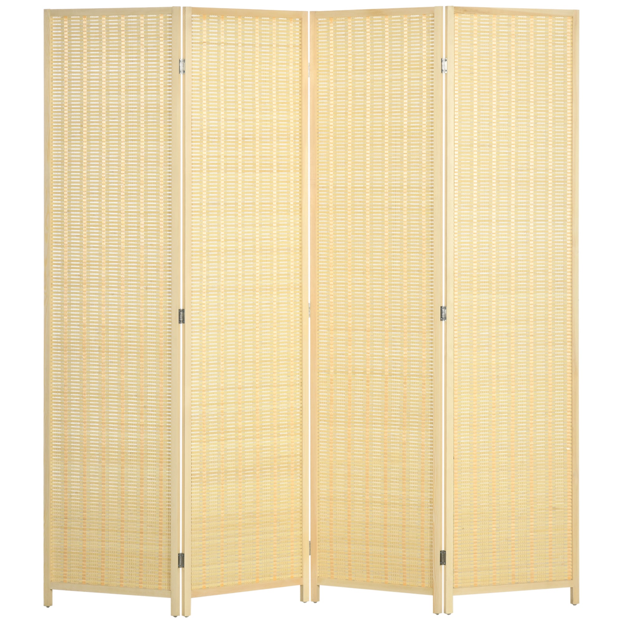 Paravent interieur en bois 4 panneaux 180 x 180 cm séparateur de pièce pliable cloison de séparation pour salon chambre à coucher maison, bois naturel