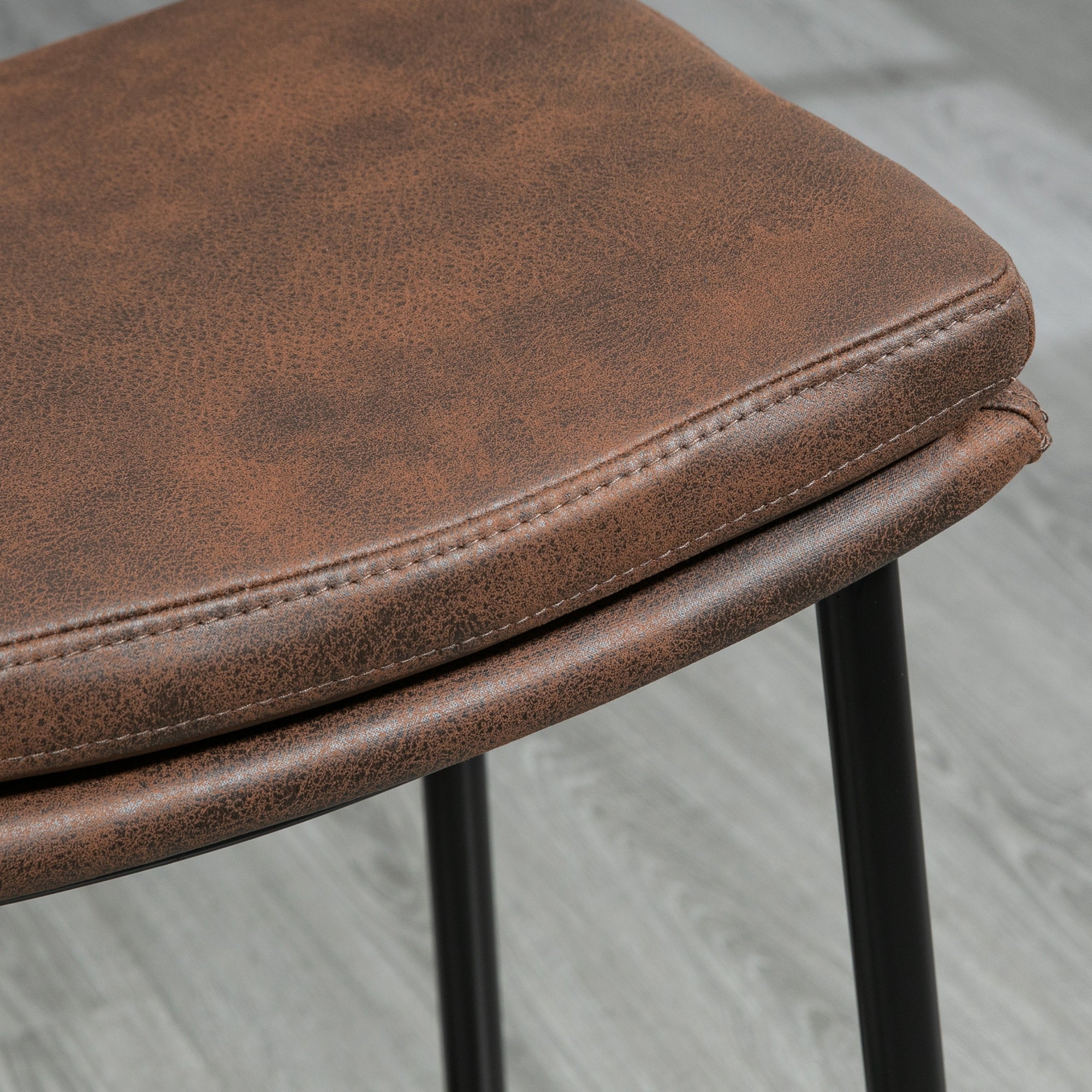 Lot de 2 tabourets de bar chaises hautes avec repose-pieds acier - style industriel - assise incurvée - 48,5 x 38,5 x 68,5 cm marron noir