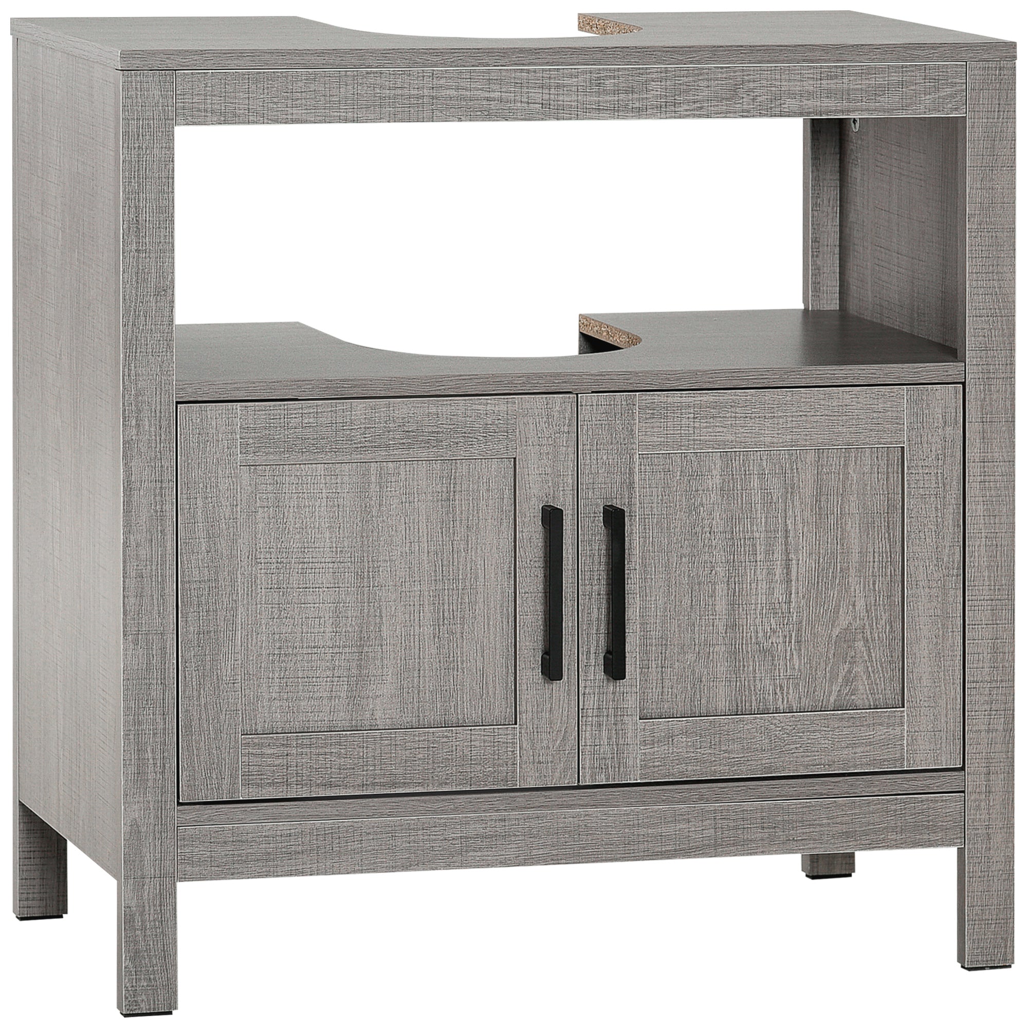 Meuble sous lavabo meuble sous évier meuble de salle de bain sous lavabo avec 2 portes et étagère - 60 x 30 x 60 cm - gris