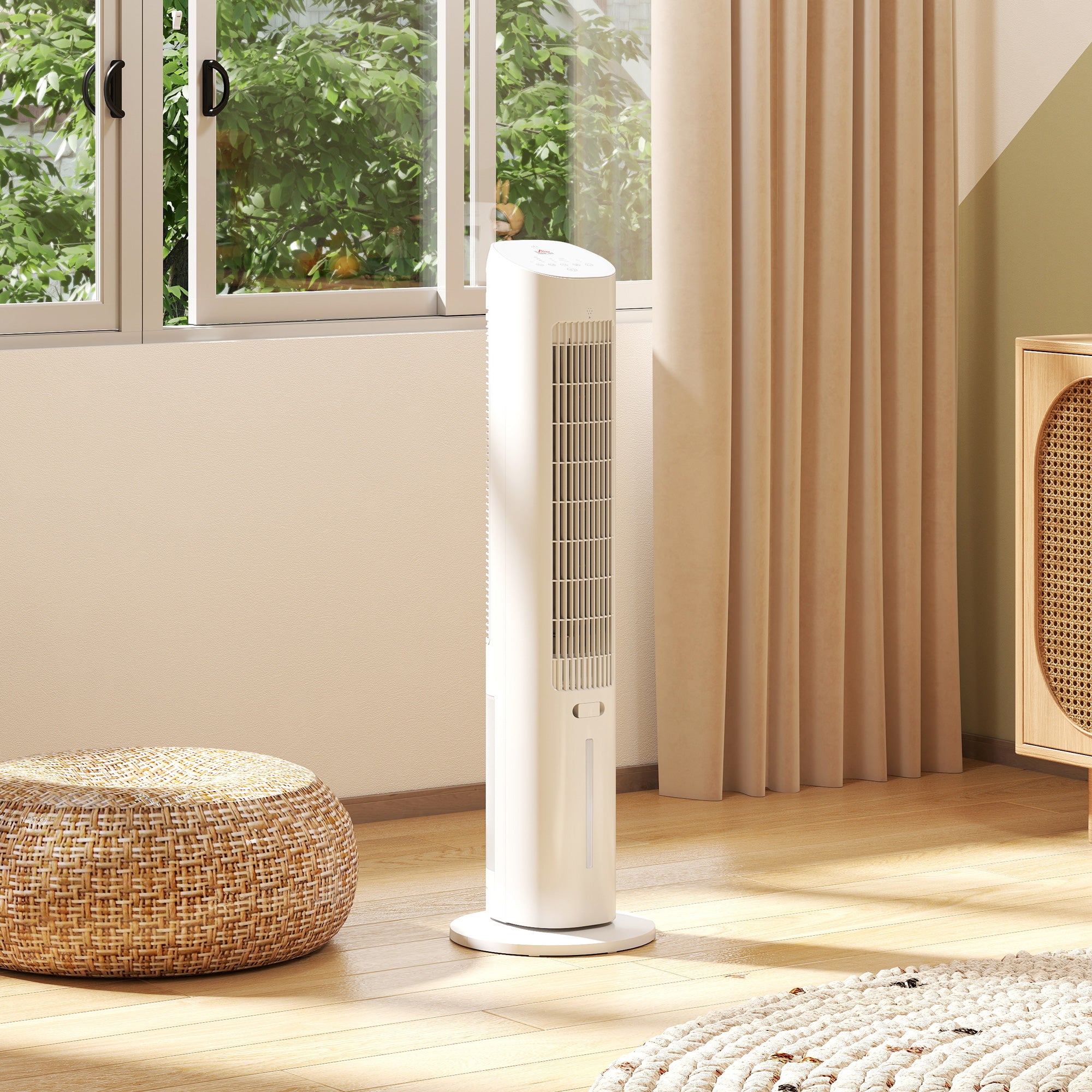 Refroidisseur d'air colonne 3 en 1 refroidisseur humidificateur et ventilateur, oscillation 48°, 3 vitesses 3 modes, réservoir d'eau 3L, blocs de glace, télécommande, pour chambre bureau, blanc