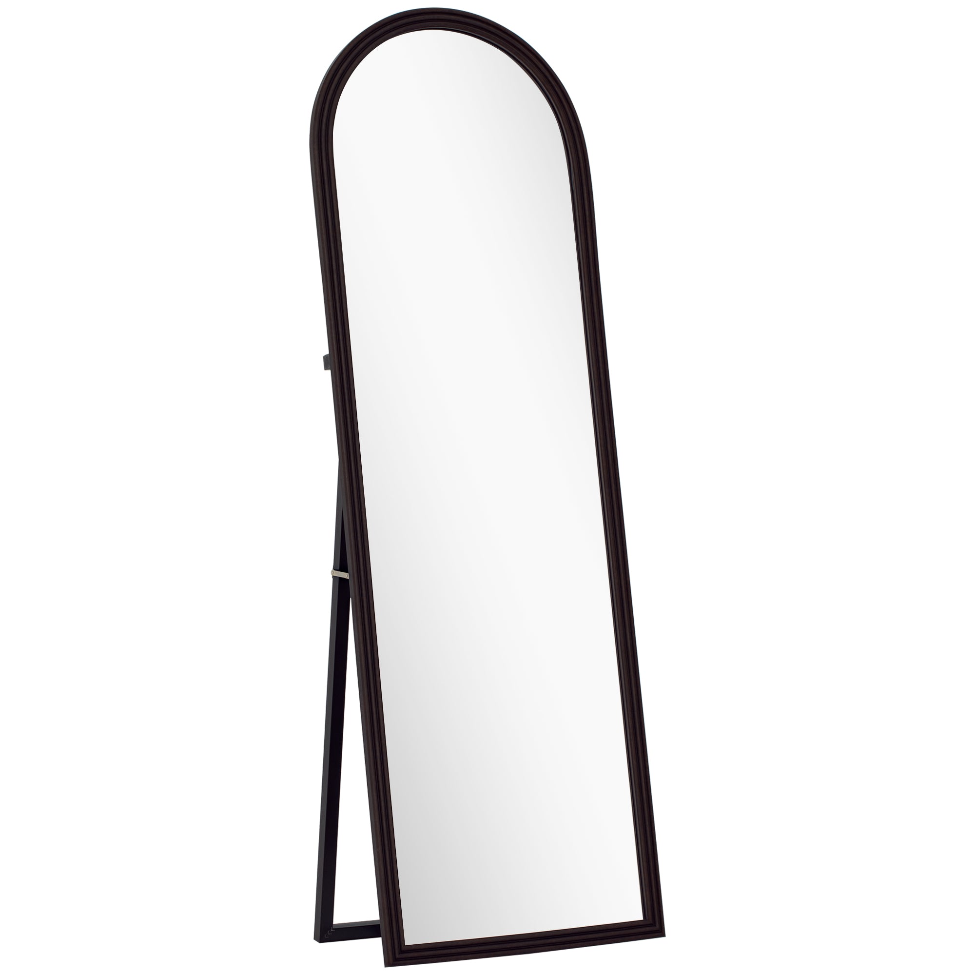 Miroir de sol arqué pleine longueur 53,3 x 162,5 cm - miroir sur pied avec cadre en effet imitation pierre, montage au sol, suspendu ou appuyé contre le mur, pour salon, chambre, marron