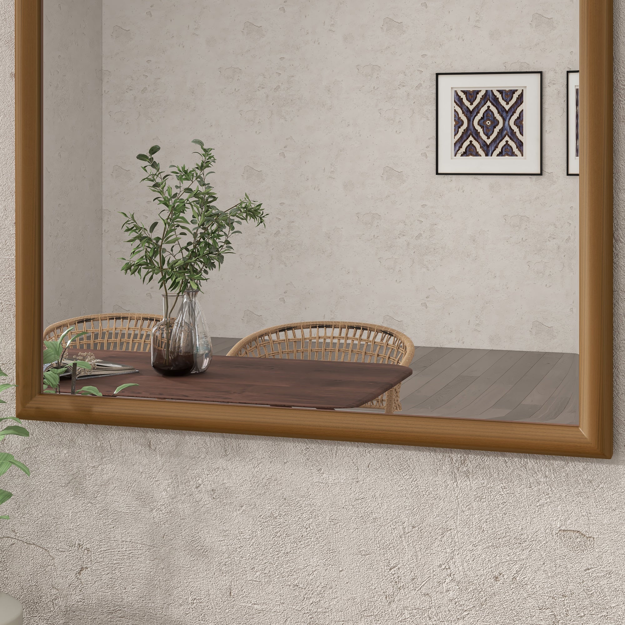Miroir mural arche, 110 x 65 cm Cadre en bois, Miroir arqué pour le salon, la chambre, l'entrée, brun foncé