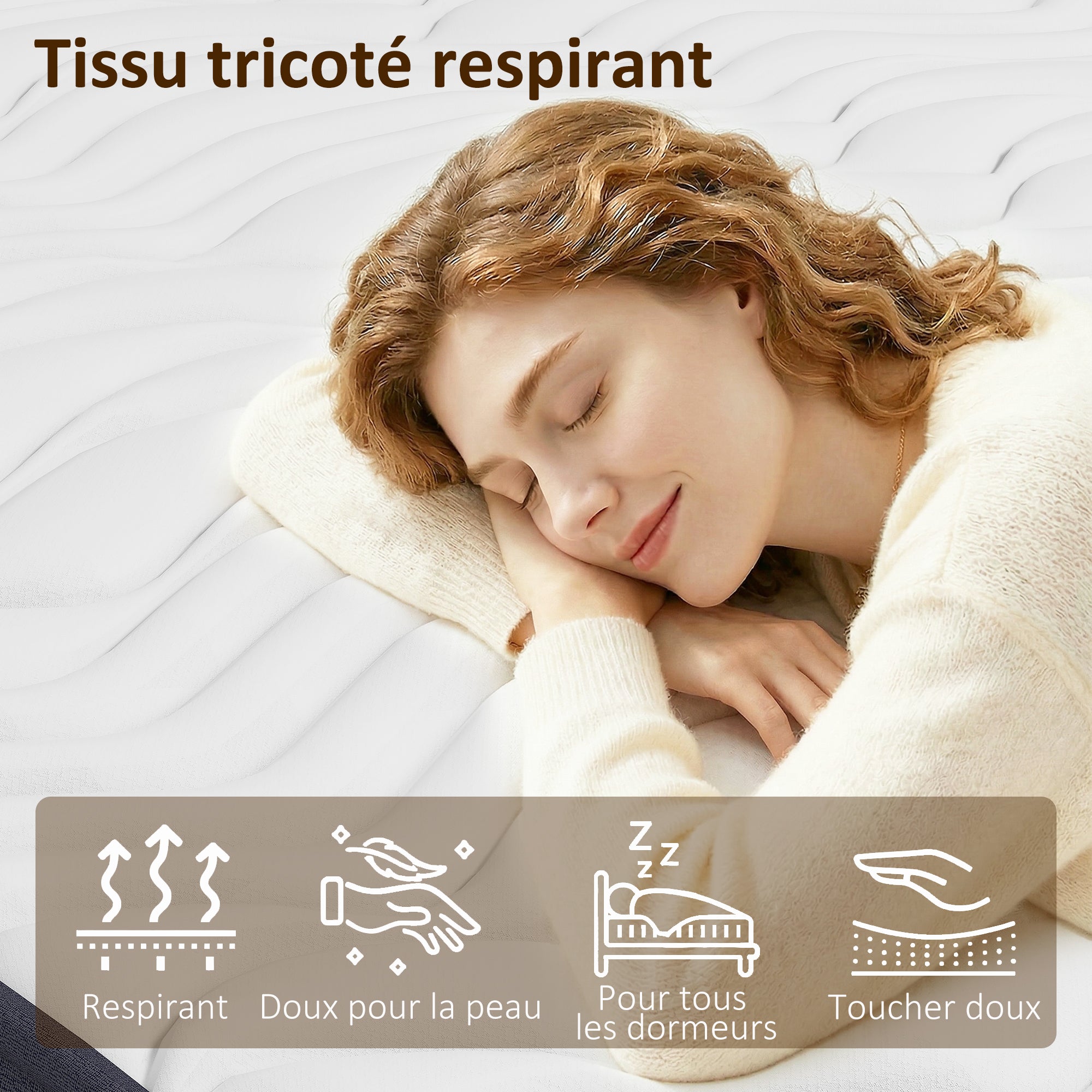 Matelas 90x190cm, Matelas 1 Personnes, Mousse à Mémoire de Forme, 20cm d'Épaisseur, Mousse Découpée en Vagues et Bords Renforcés, Certifié Oeko-Tex, Fermeté Moyenne
