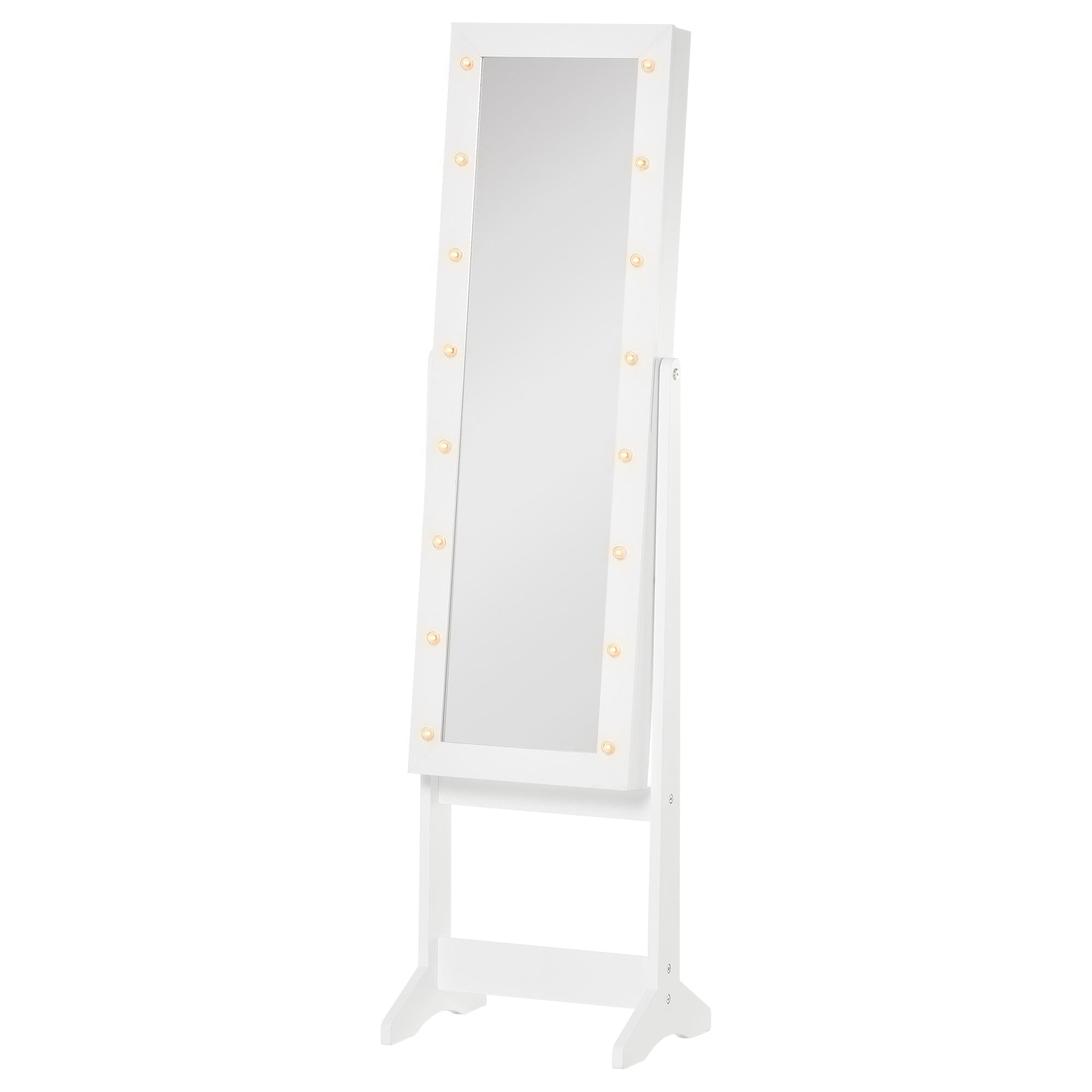 Armoire à bijoux armoire de rangement sur pieds boîte à bijoux avec miroir multi-rangements éclairage LED blanc
