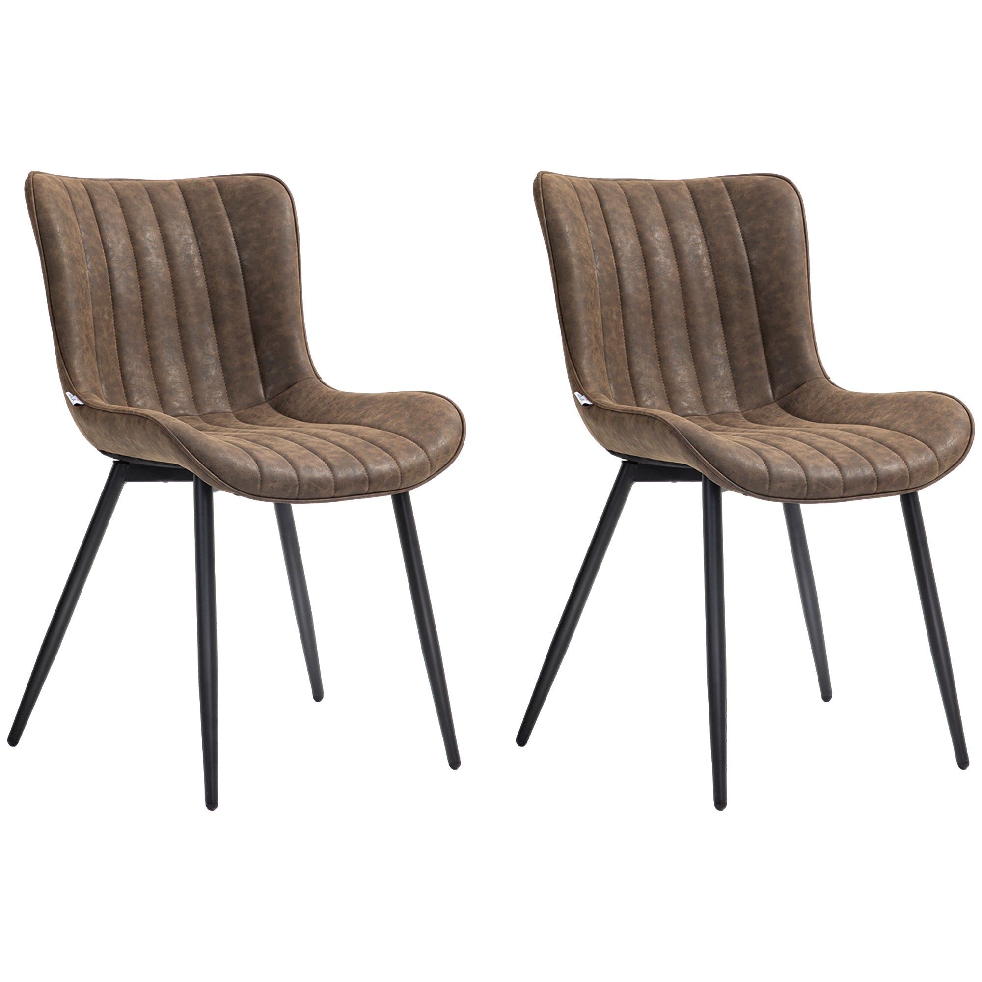 Lot de 2 chaises salle à manger chaise de cuisine moderne en revêtement synthétique avec design capitonné et pieds en métal, pour salon, salle à manger, chambre à coucher, marron