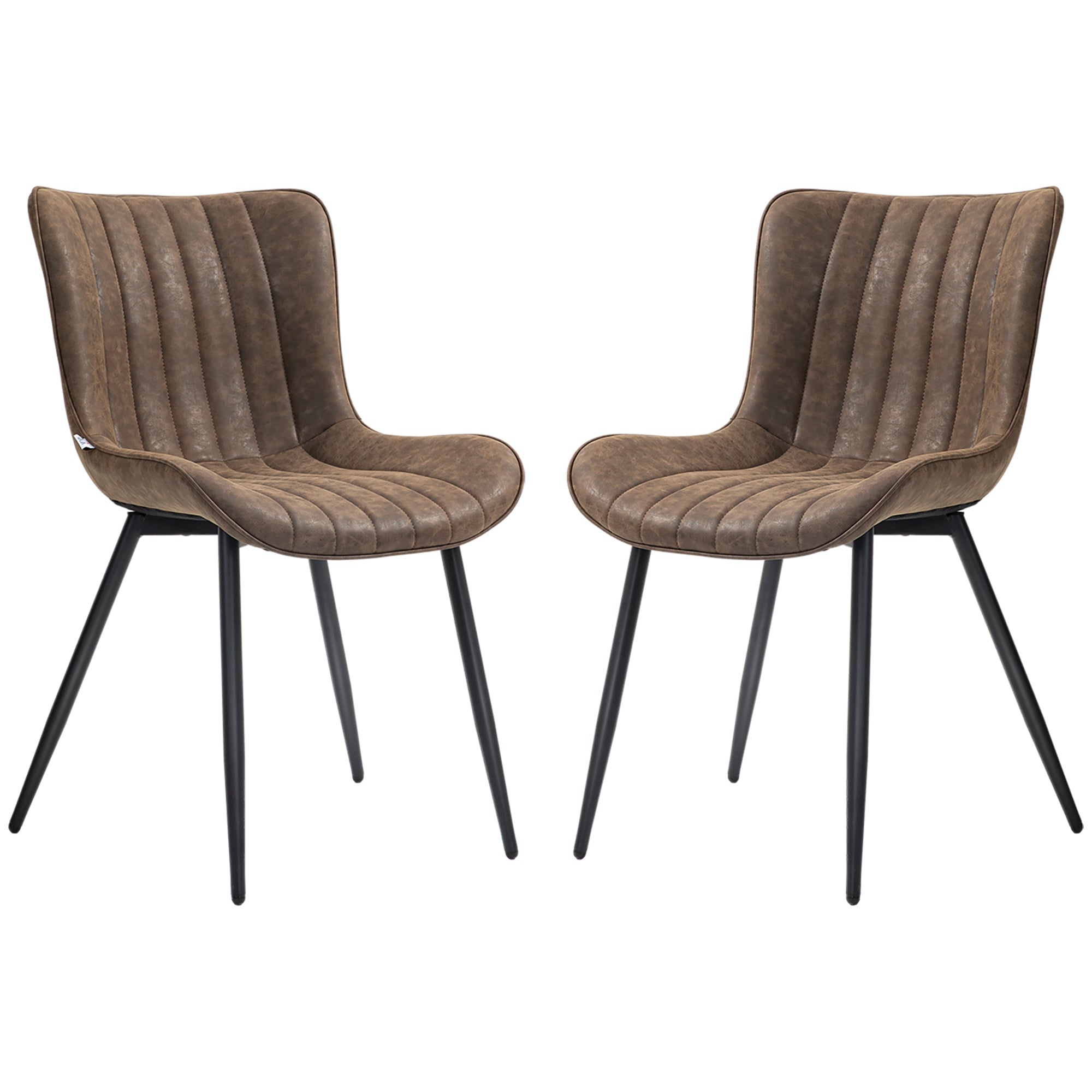 Lot de 2 chaises salle à manger chaise de cuisine moderne en revêtement synthétique avec design capitonné et pieds en métal, pour salon, salle à manger, chambre à coucher, marron