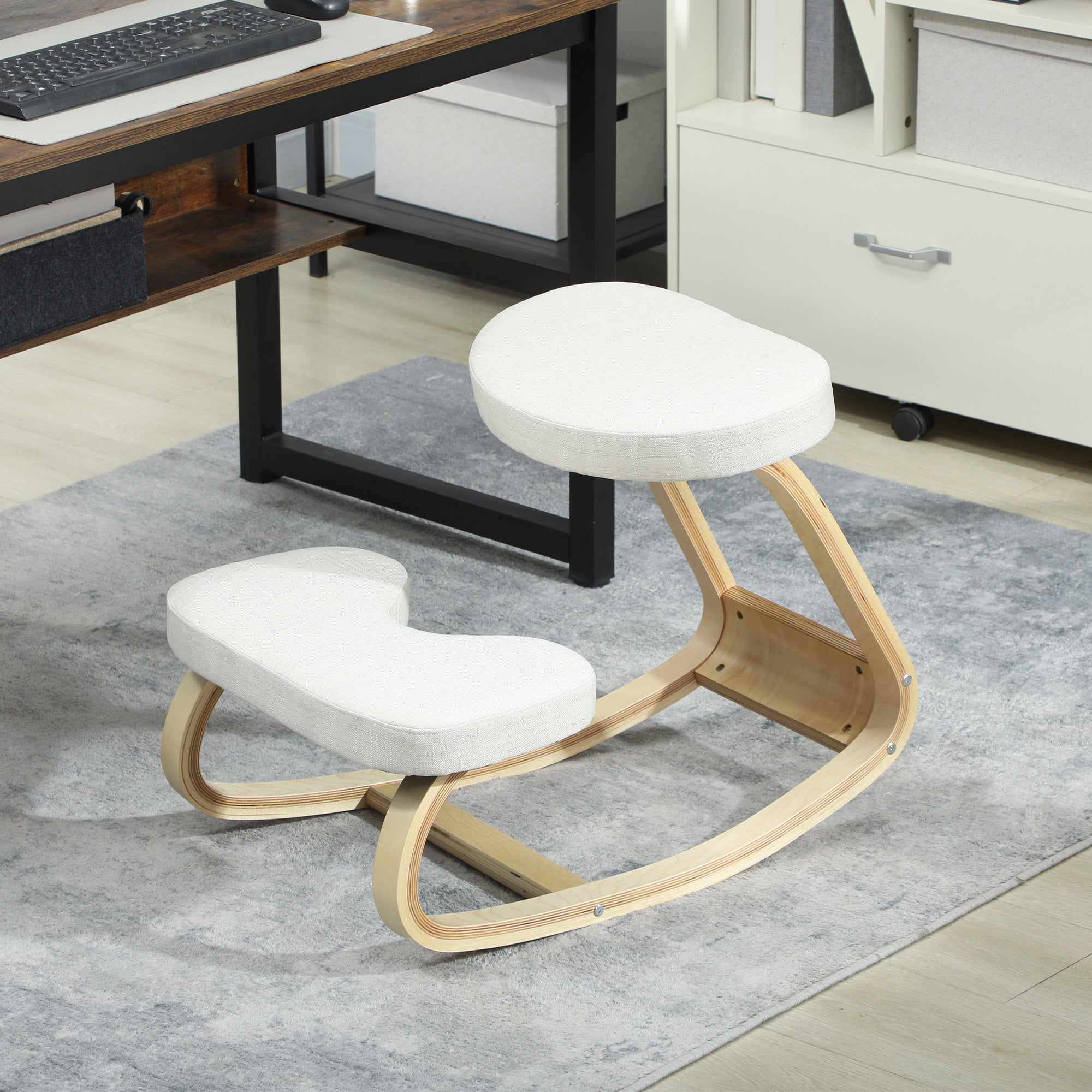 Siège assis genoux, siège ergonomique en bois à bascule, chaise à genoux pour bureau à domicile, améliorer la posture, maux de dos, crème