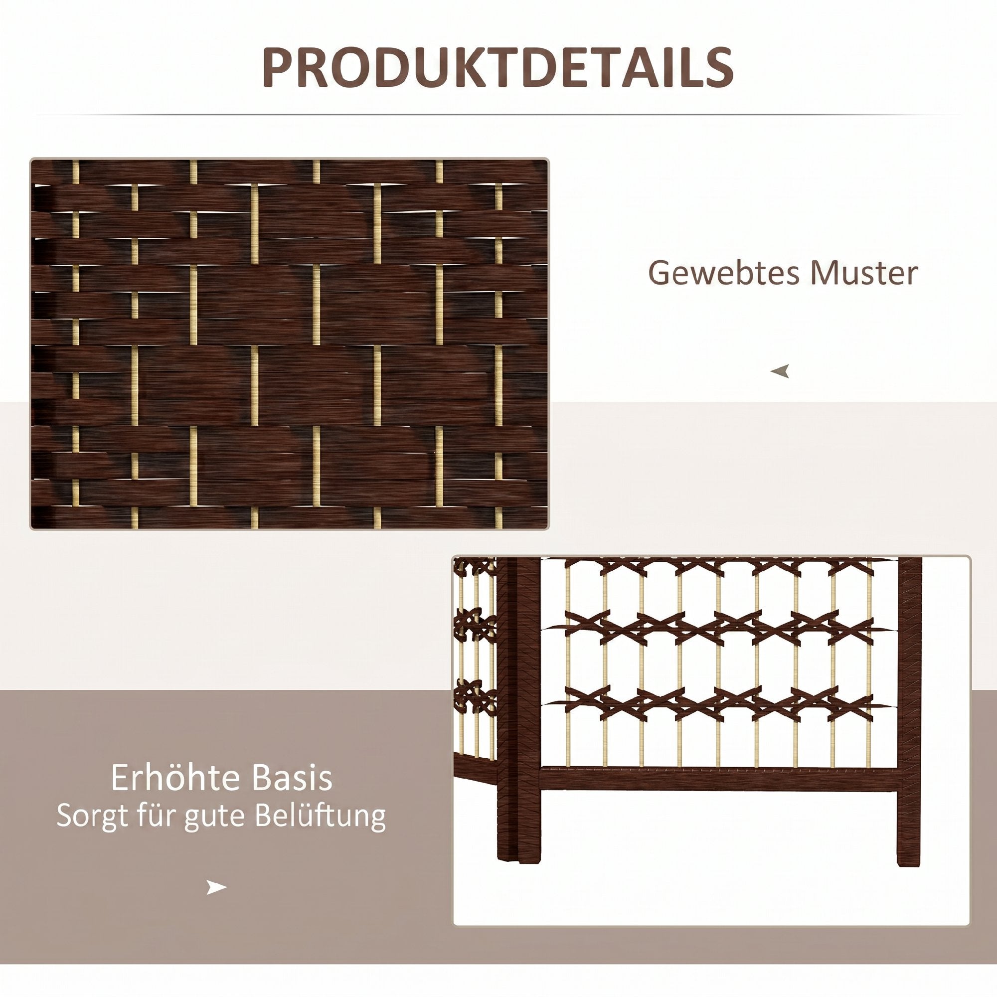 Paravent en bois 160 x 170 cm séparateur de pièce pliable 4 panneaux cloison de séparation chambre à coucher maison intérieur marron