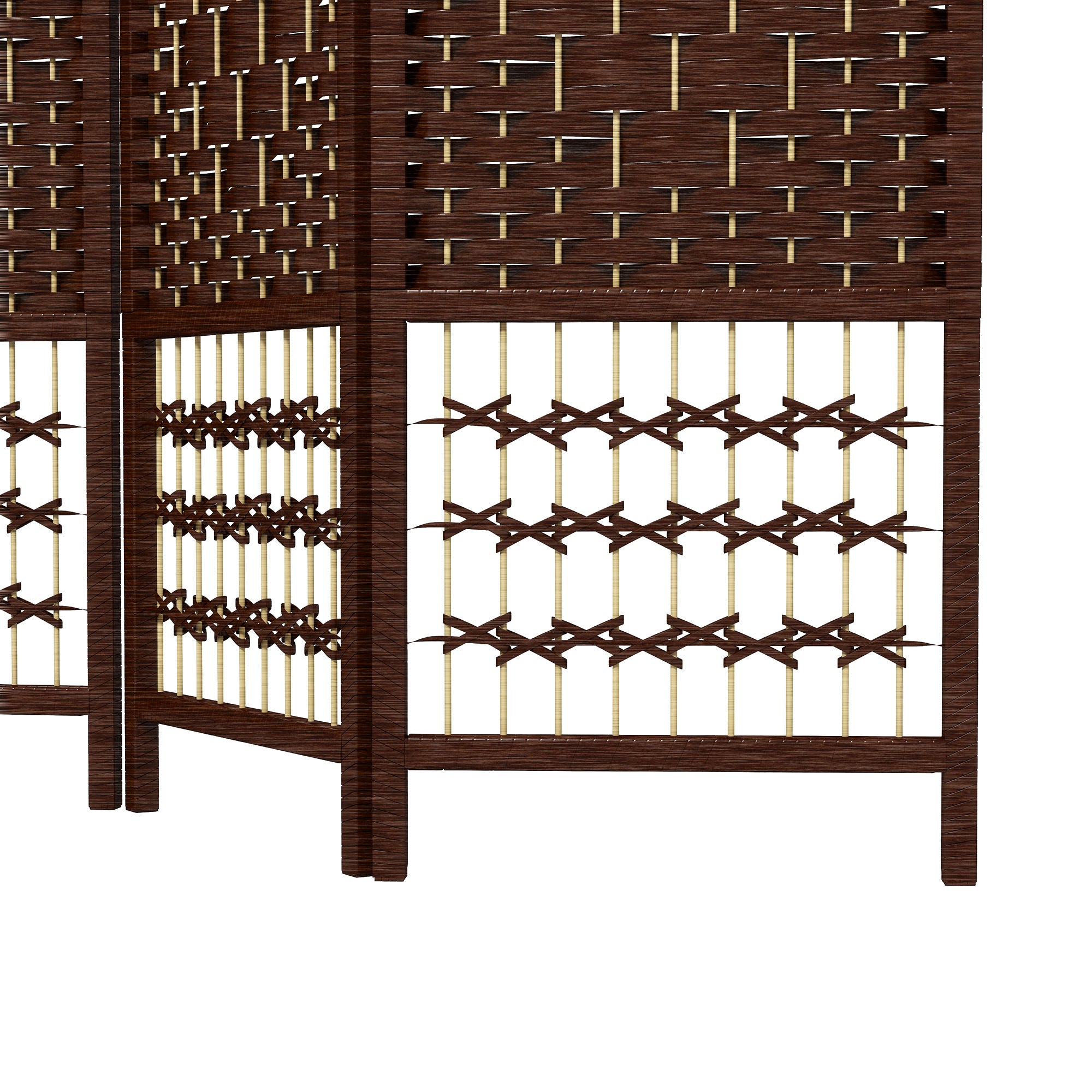 Paravent en bois 160 x 170 cm séparateur de pièce pliable 4 panneaux cloison de séparation chambre à coucher maison intérieur marron