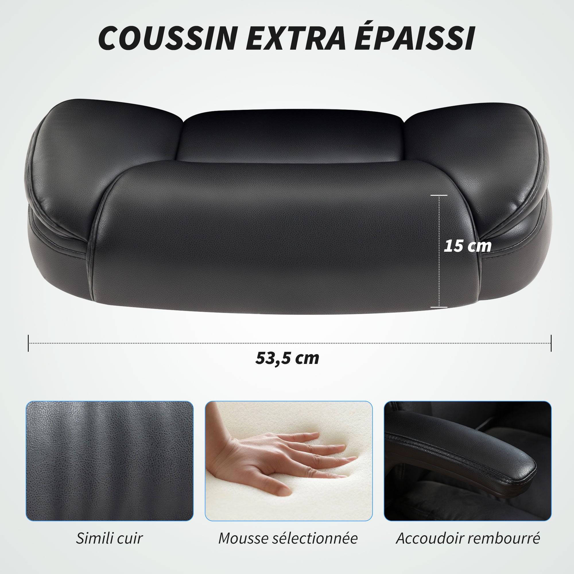 Chaise de bureau, fauteuil de bureau ergonomique avec accoudoirs relevables, hauteur réglable, fonction de bascule et pivotant à 360°, cuir synthétique, pour chambre, télétravail, noir