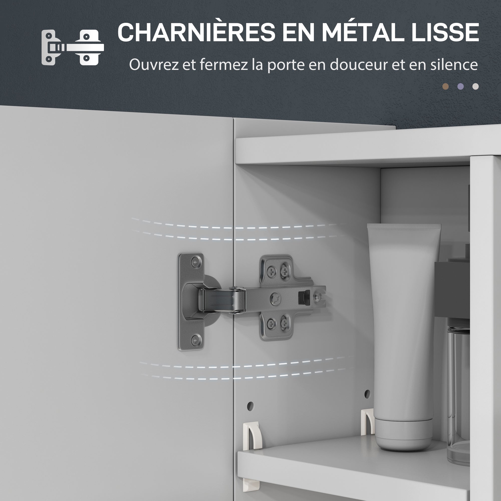 Armoire murale salle de bain avec miroir, 90 x 15 x 75 cm, meuble salle de bain, armoire de toilette avec 3 portes miroir, compartiment ouvert et étagères réglables, blanc