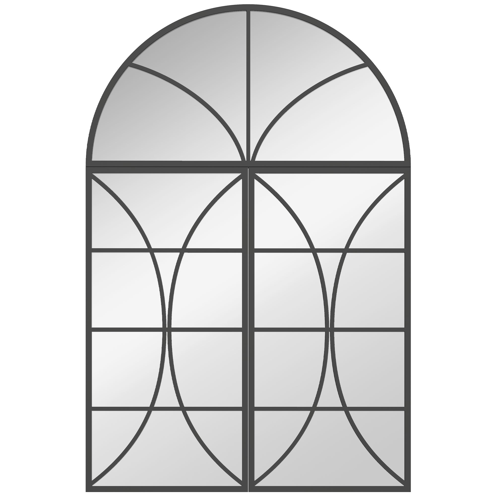 Miroir Mural Arqué 80 x 120 cm, Lot de 3 Pièces, Miroir Verrière Décoratif en Forme de Fenêtre, Verre Trempé Incassable, Cadre en Métal, pour Salon, Chambre à Coucher, Couloir, Noir