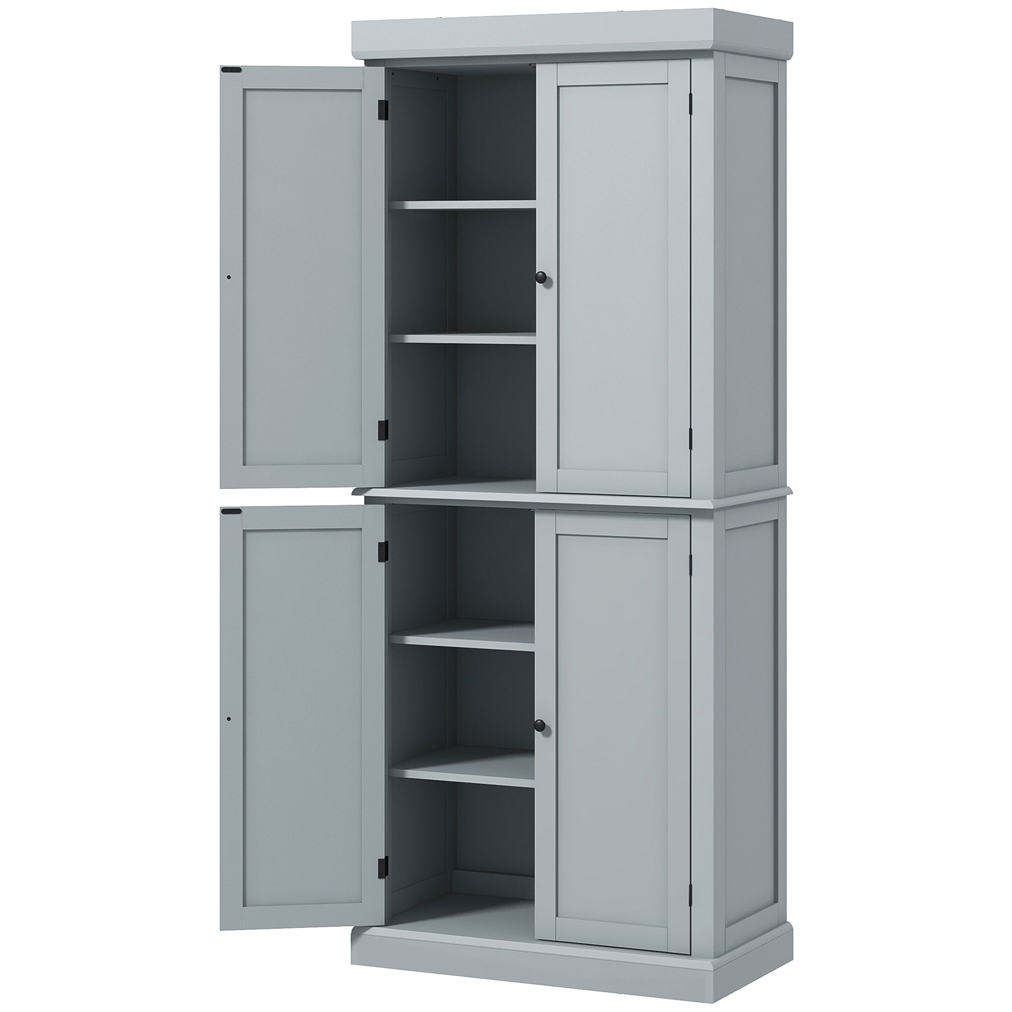 Armoire de cuisine buffet cuisine vaisselier meuble de rangement style moderne avec placards, étagères réglables, pour salle à manger, salon, 76 x 40,5 x 184 cm, gris