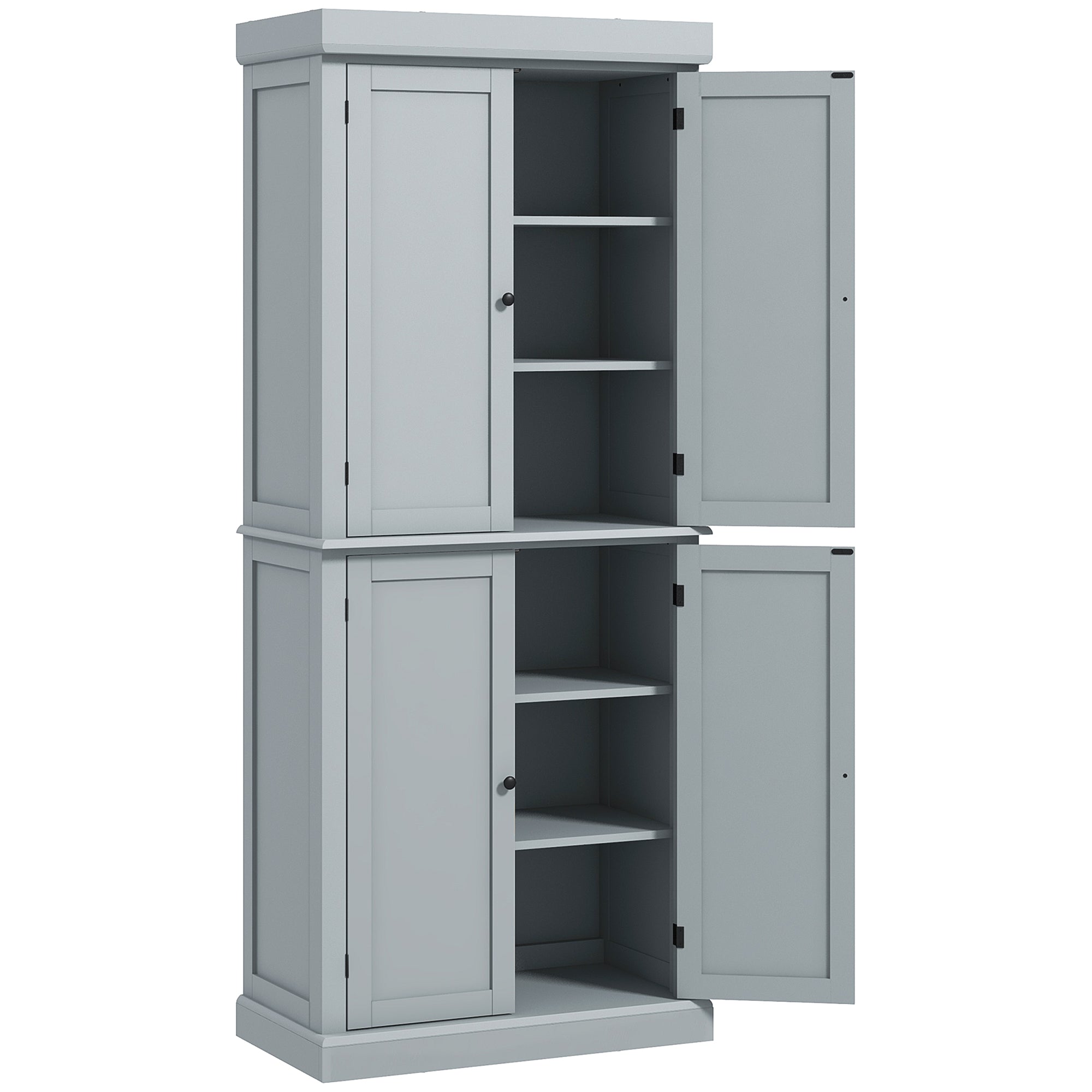 Armoire de cuisine buffet cuisine vaisselier meuble de rangement style moderne avec placards, étagères réglables, pour salle à manger, salon, 76 x 40,5 x 184 cm, gris