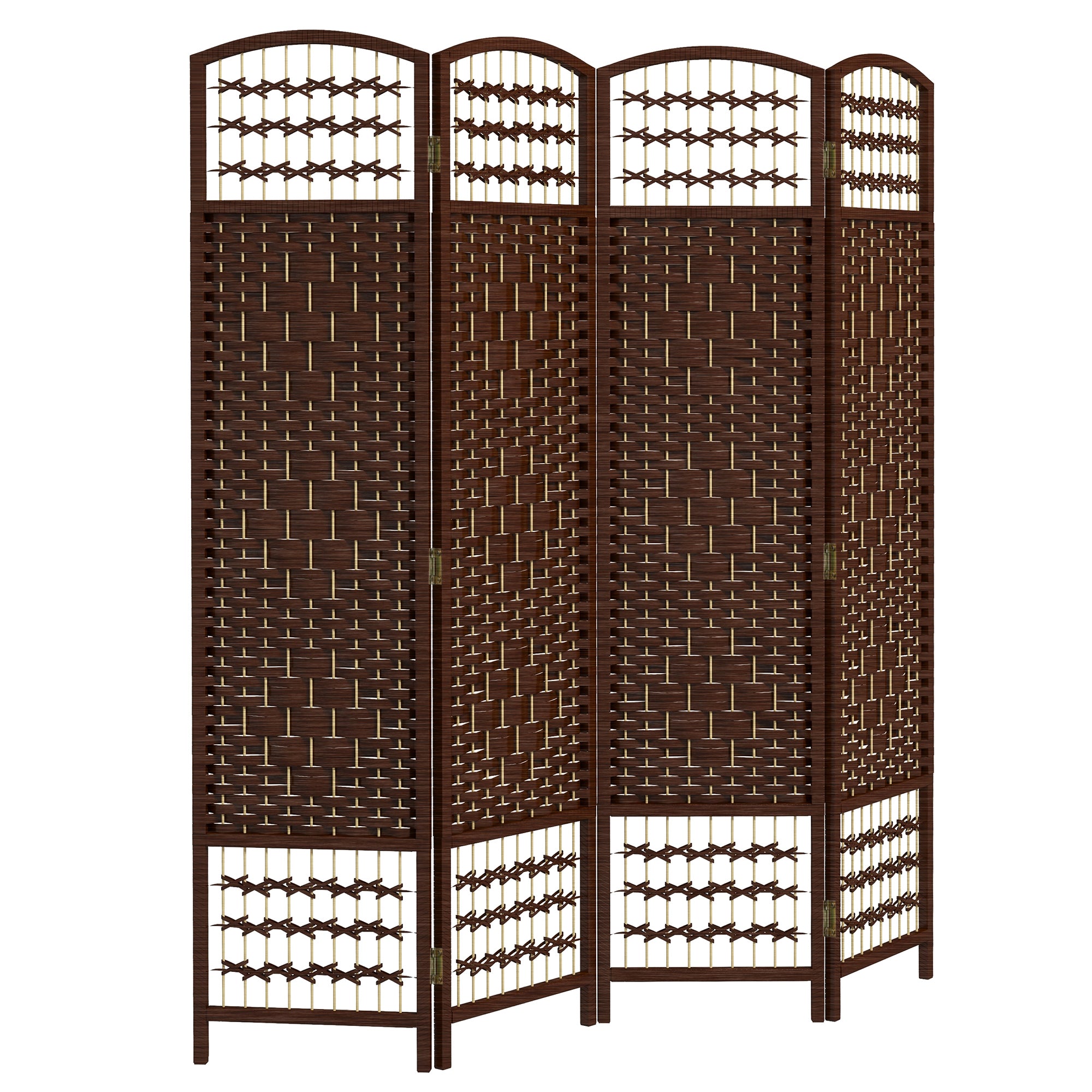 Paravent en bois 160 x 170 cm séparateur de pièce pliable 4 panneaux cloison de séparation chambre à coucher maison intérieur marron
