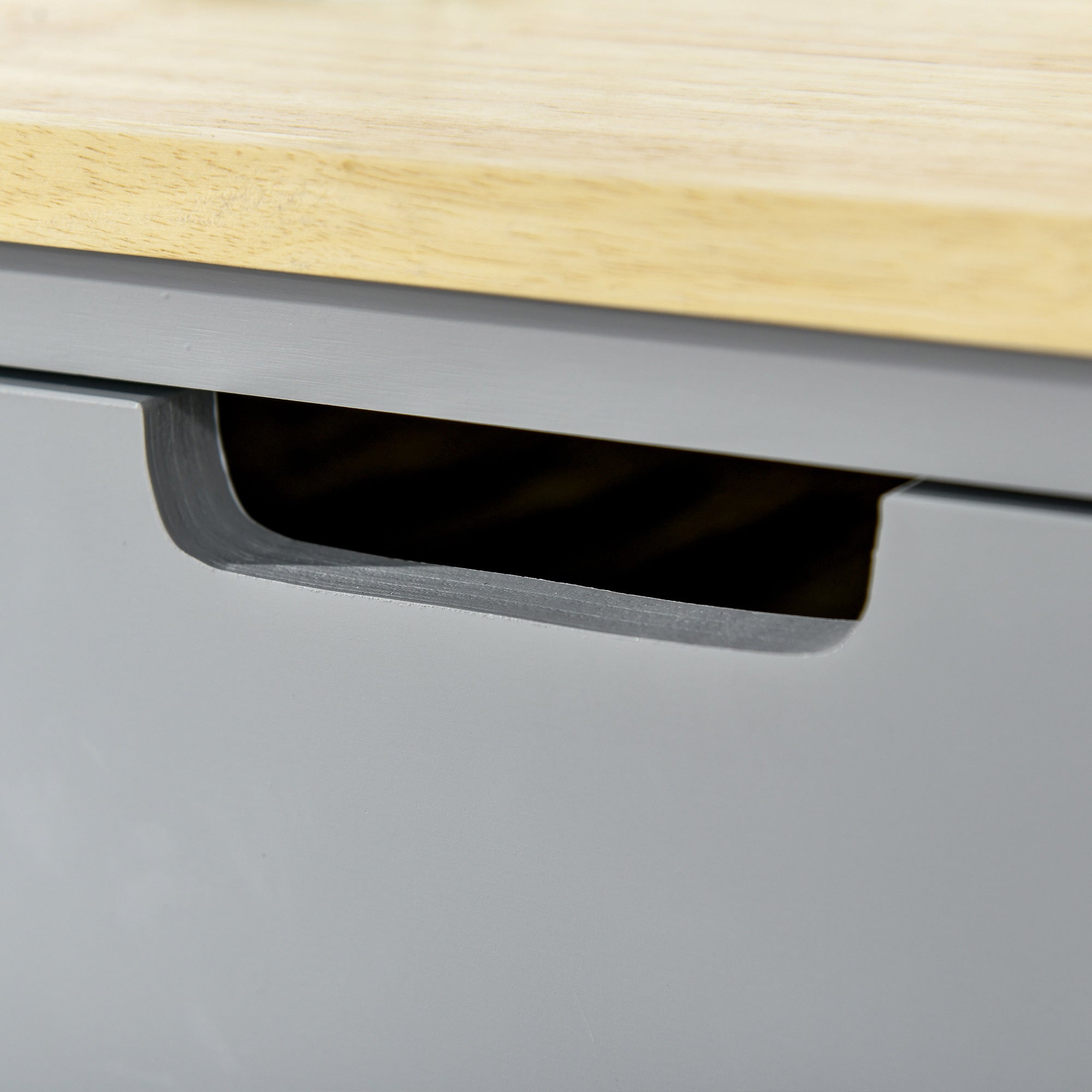 Desserte de service chariot de cuisine à roulettes avec plan de travail en bois hévéa - 2 étagères, 1 tiroir et 1 porte-torchon