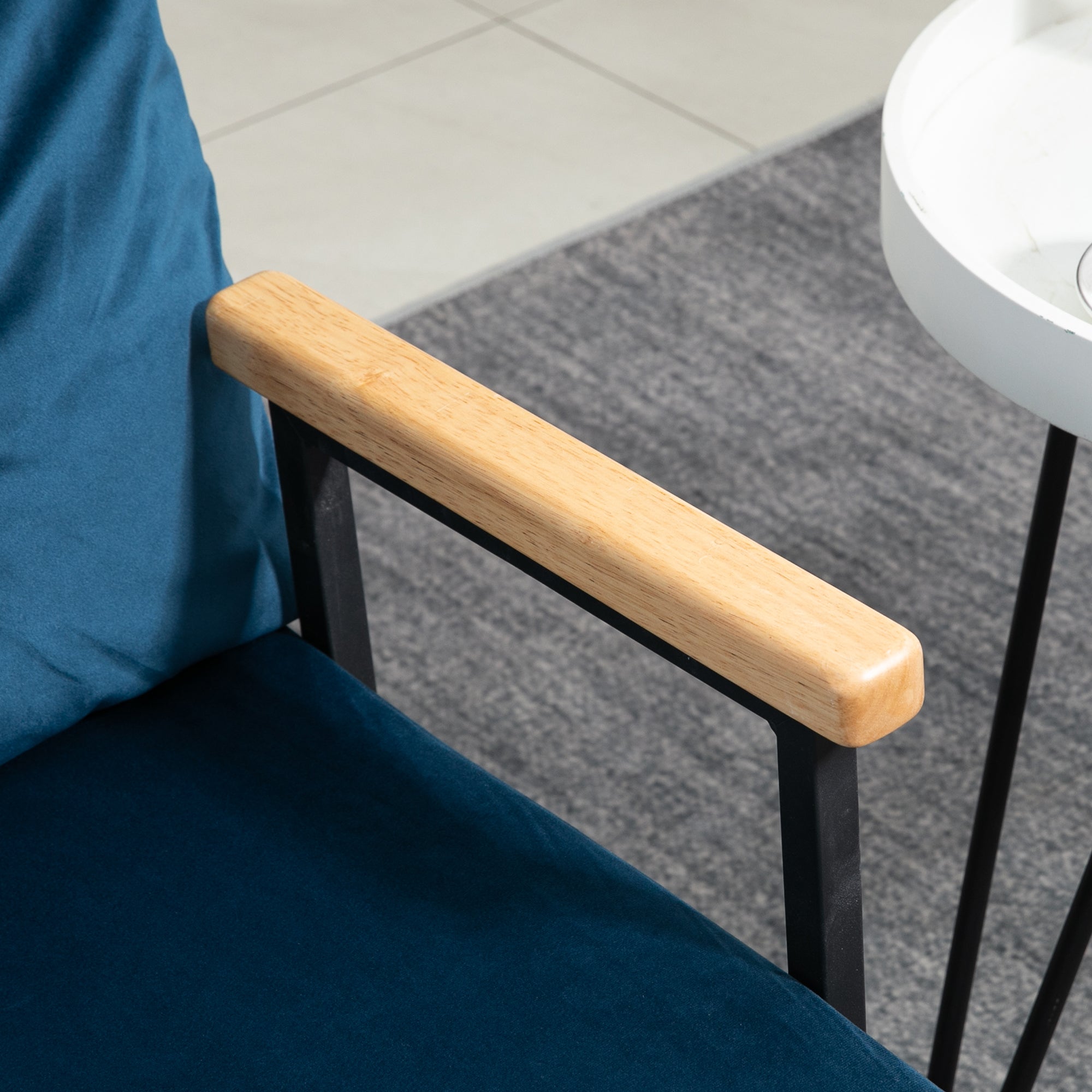 Canapé convertible 2 places 4 en 1, chauffeuse, fauteuil-lit pliant avec dossier réglable 5 niveaux et 2 coussins rembourrés, tissu effet velours pour salon, chambre d'amis, 102x73x81cm, bleu