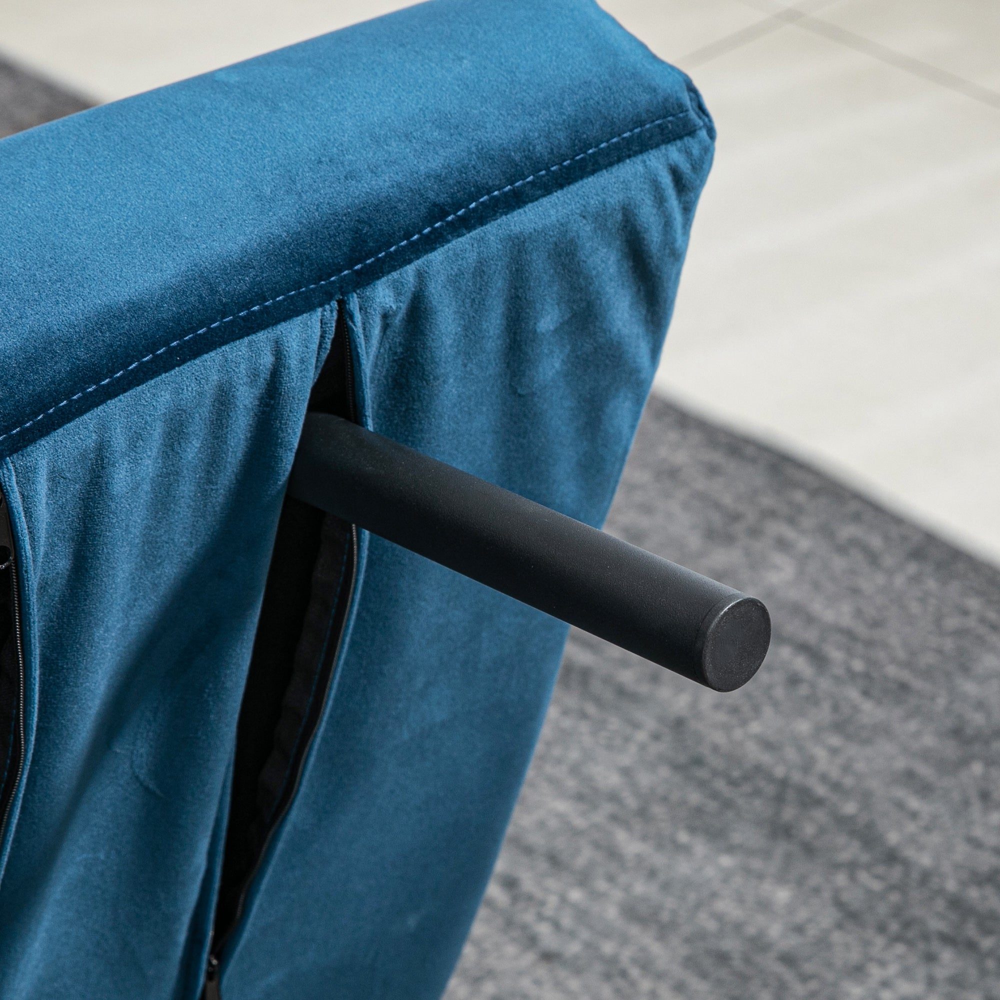 Canapé convertible 2 places 4 en 1, chauffeuse, fauteuil-lit pliant avec dossier réglable 5 niveaux et 2 coussins rembourrés, tissu effet velours pour salon, chambre d'amis, 102x73x81cm, bleu