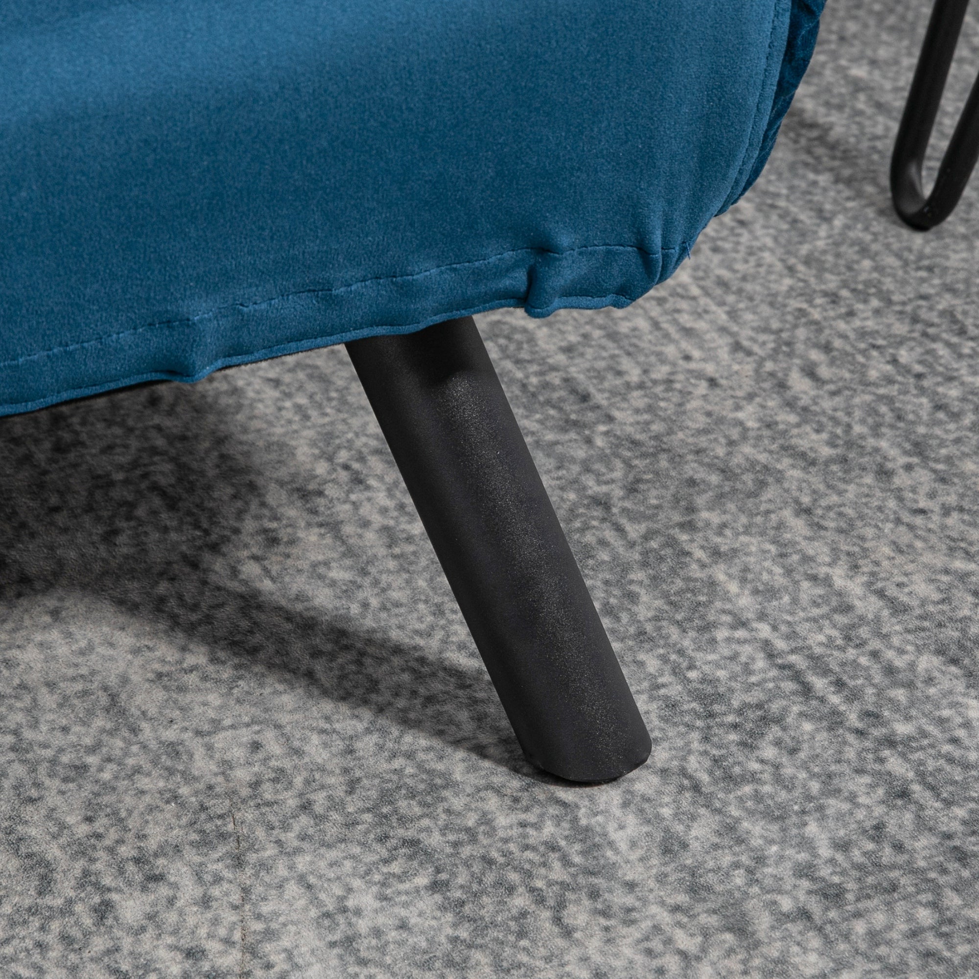 Canapé convertible 2 places 4 en 1, chauffeuse, fauteuil-lit pliant avec dossier réglable 5 niveaux et 2 coussins rembourrés, tissu effet velours pour salon, chambre d'amis, 102x73x81cm, bleu