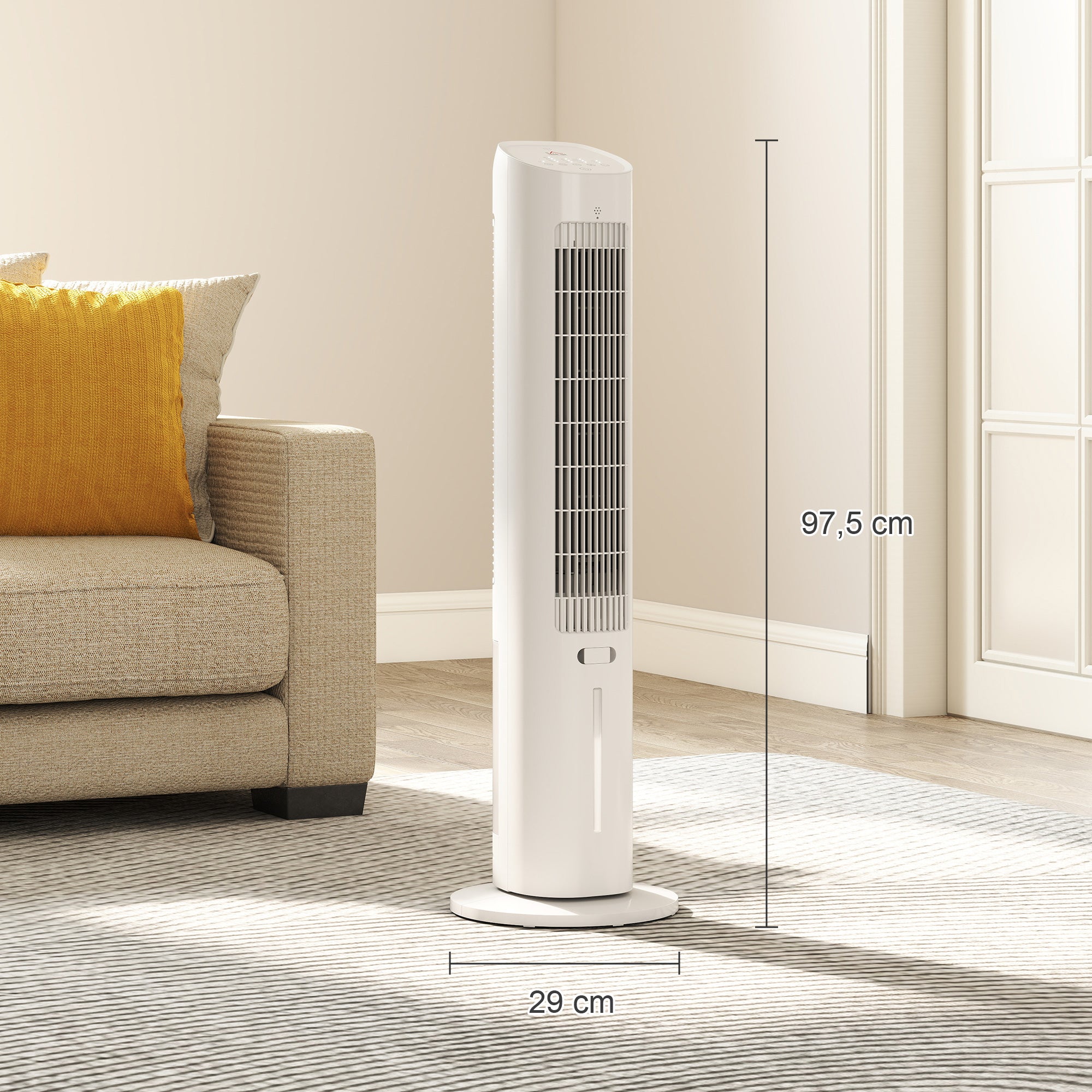 Refroidisseur d'air colonne 3 en 1 refroidisseur humidificateur et ventilateur, oscillation 48°, 3 vitesses 3 modes, réservoir d'eau 3L, blocs de glace, télécommande, pour chambre bureau, blanc
