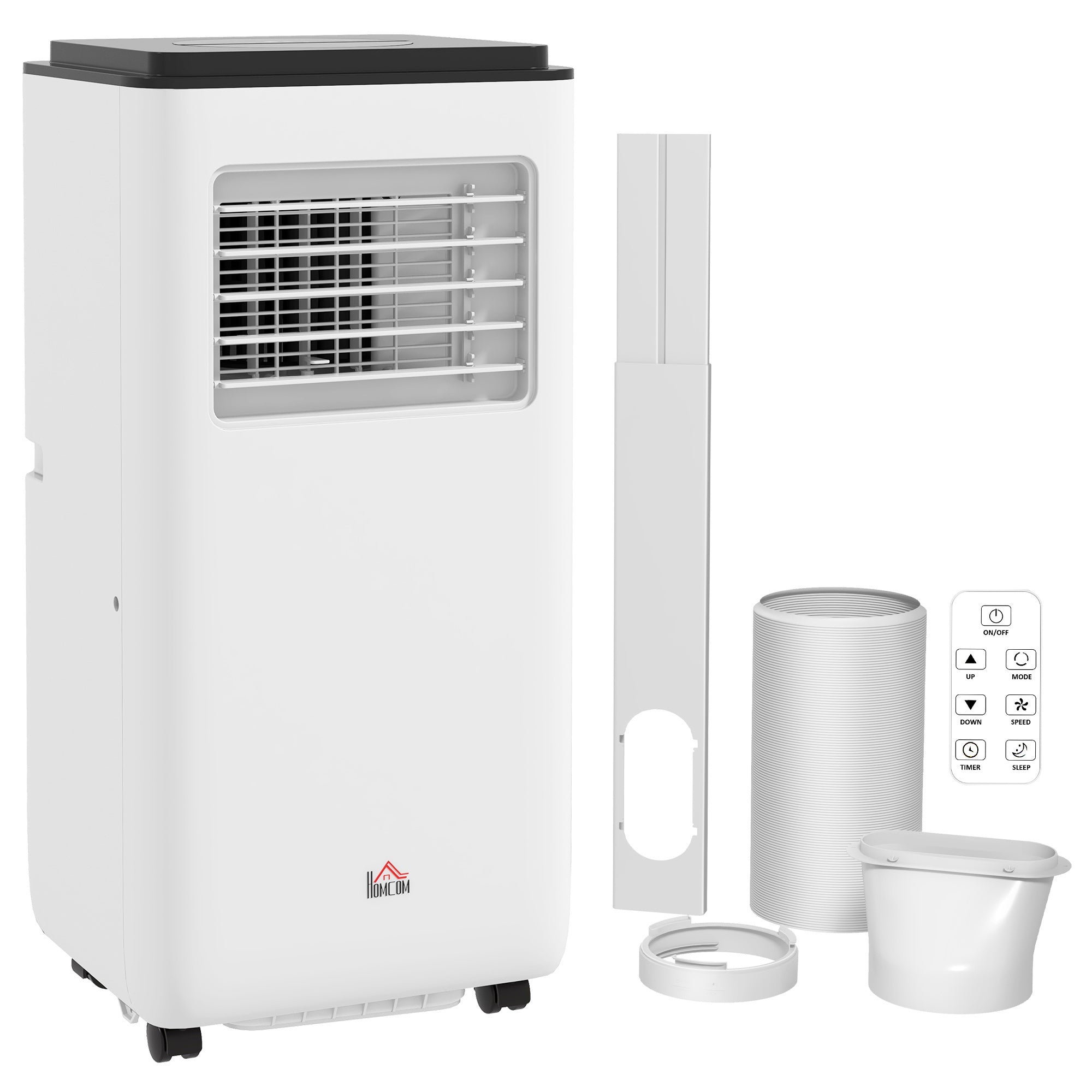 Climatiseur mobile 7000BTU 2kW, climatiseur portable 5 en 1 refroidissement, déshumidificateur, ventilateur, auto, mode nuit, télécommande, 2 vitesses, minuteur 24H, écran LED, 25m², classe A