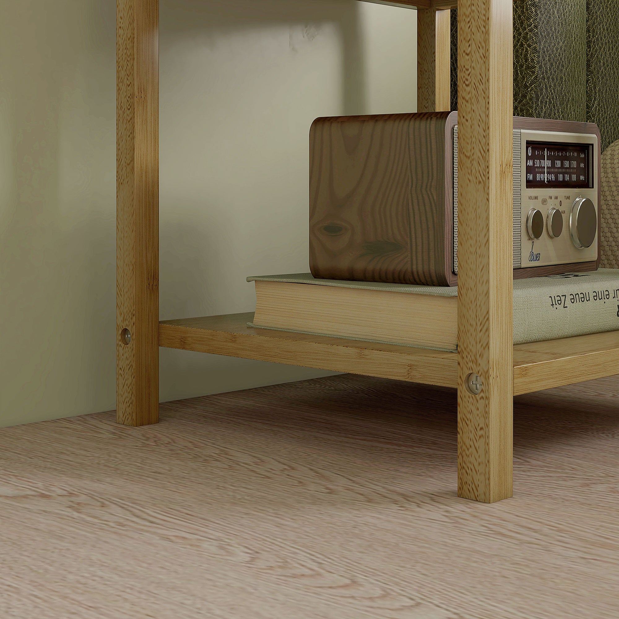 Lot de 2 tables de chevet, table de nuit, en bambou, table d'appoint avec 2 tiroirs et 1 étagère, style scandinave, 40 x 34 x 60 cm, naturel